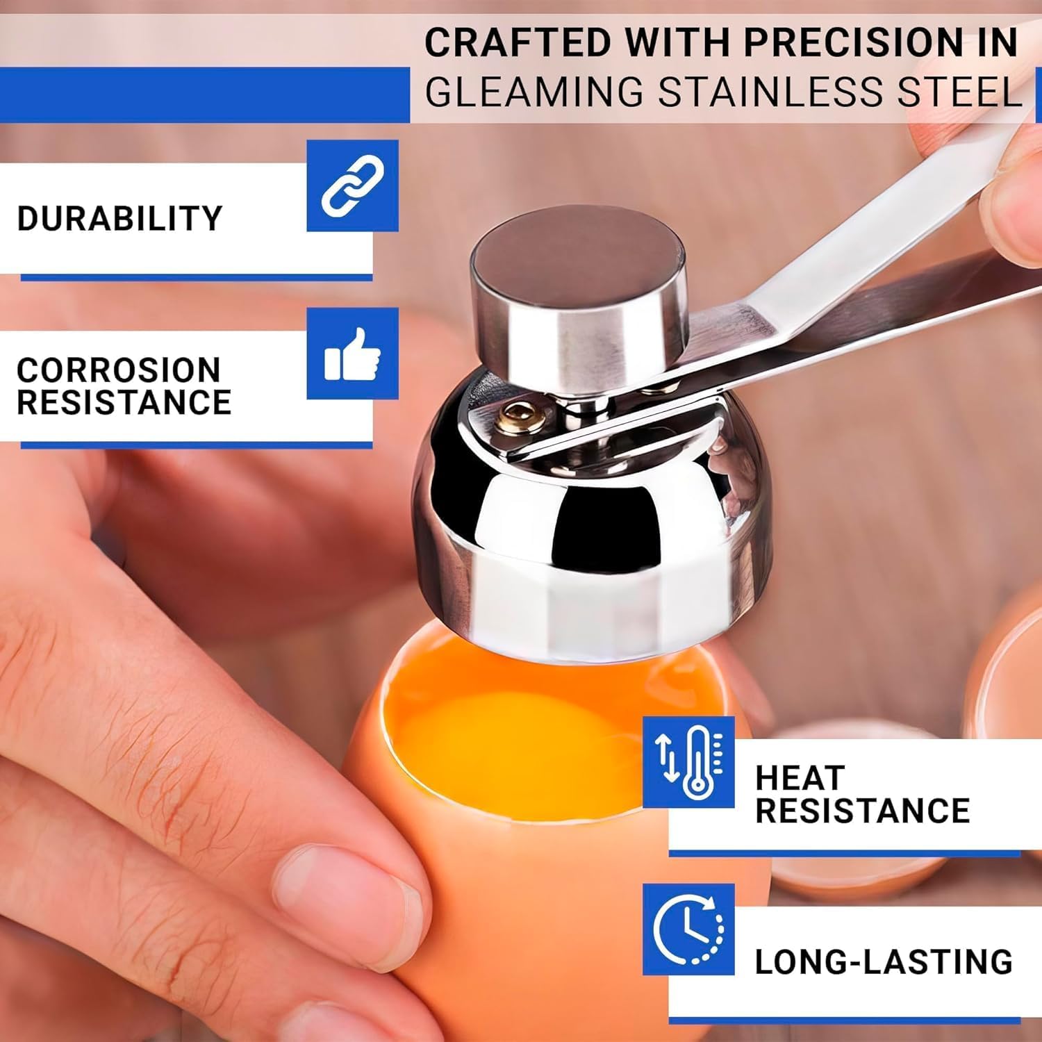 Fdit Egg Topper Cutter with Stainless Steel Eggshell Opener Cutter Clean Opener Cracker Kitchen Tool for Removing Soft or Hard Boiled Egg Shells(Small)