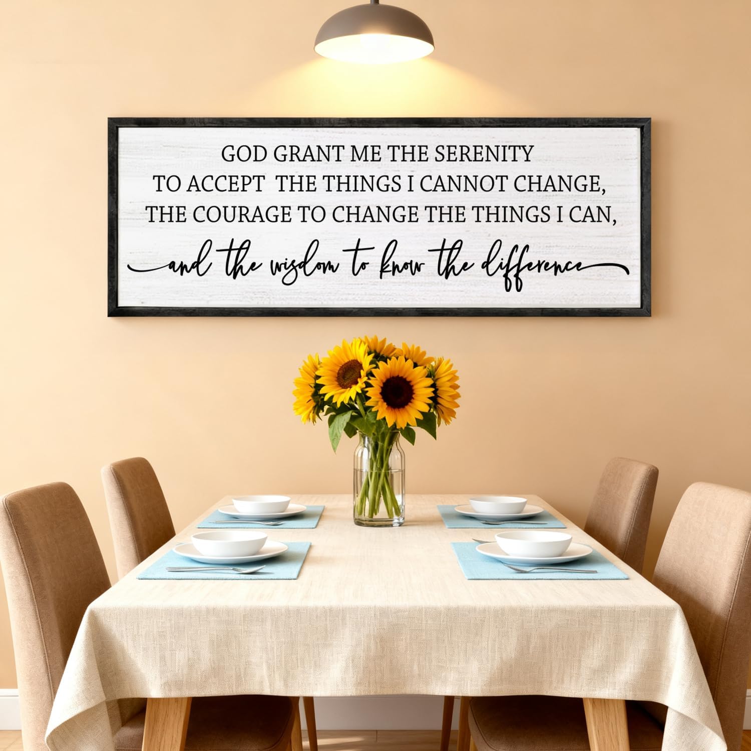 Serenity Prayer Rustic Bible Verse Framed Wall Art, 40''×15'' Positive Religious Christian Saying Sign for God Jesus Christ Prayer, Vintage Horizontal Holy Inspirational Catholic Scripture Decor