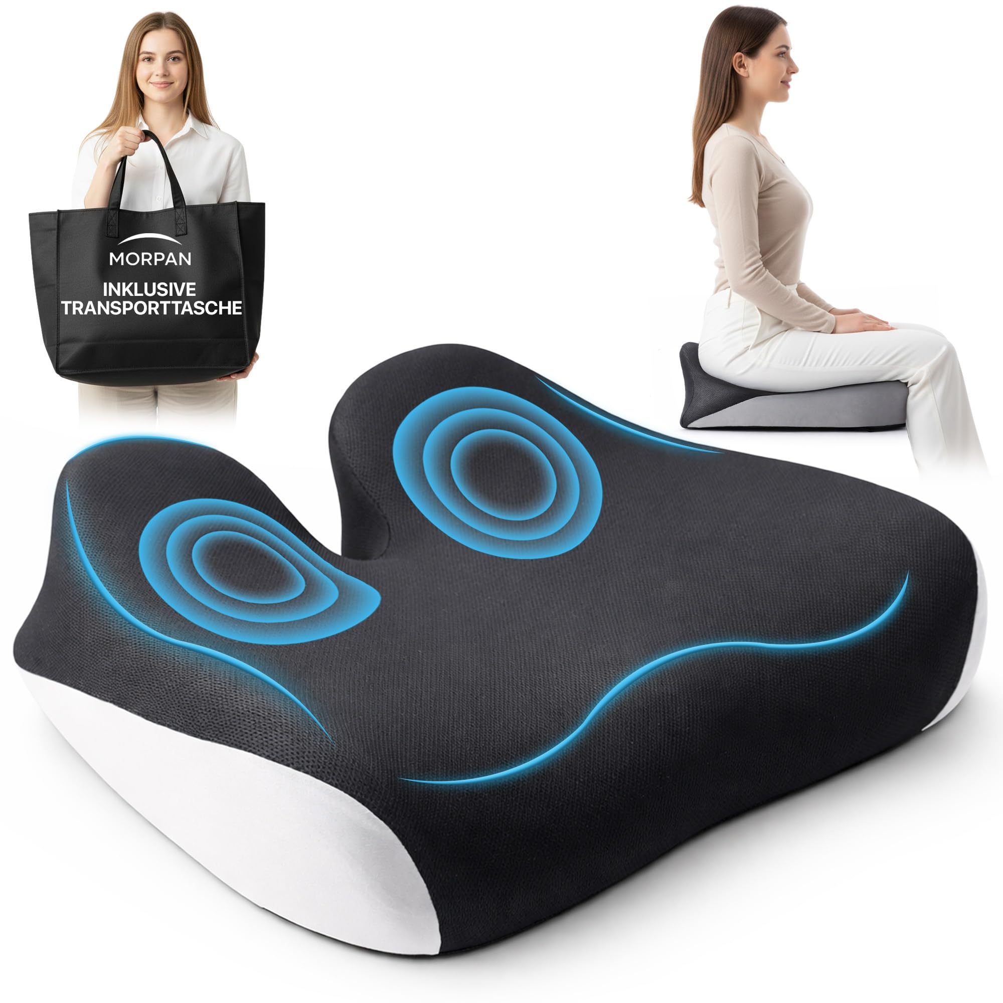 Orthopädisches Sitzkissen Steißbein Memory Foam für Bürostuhl & Auto