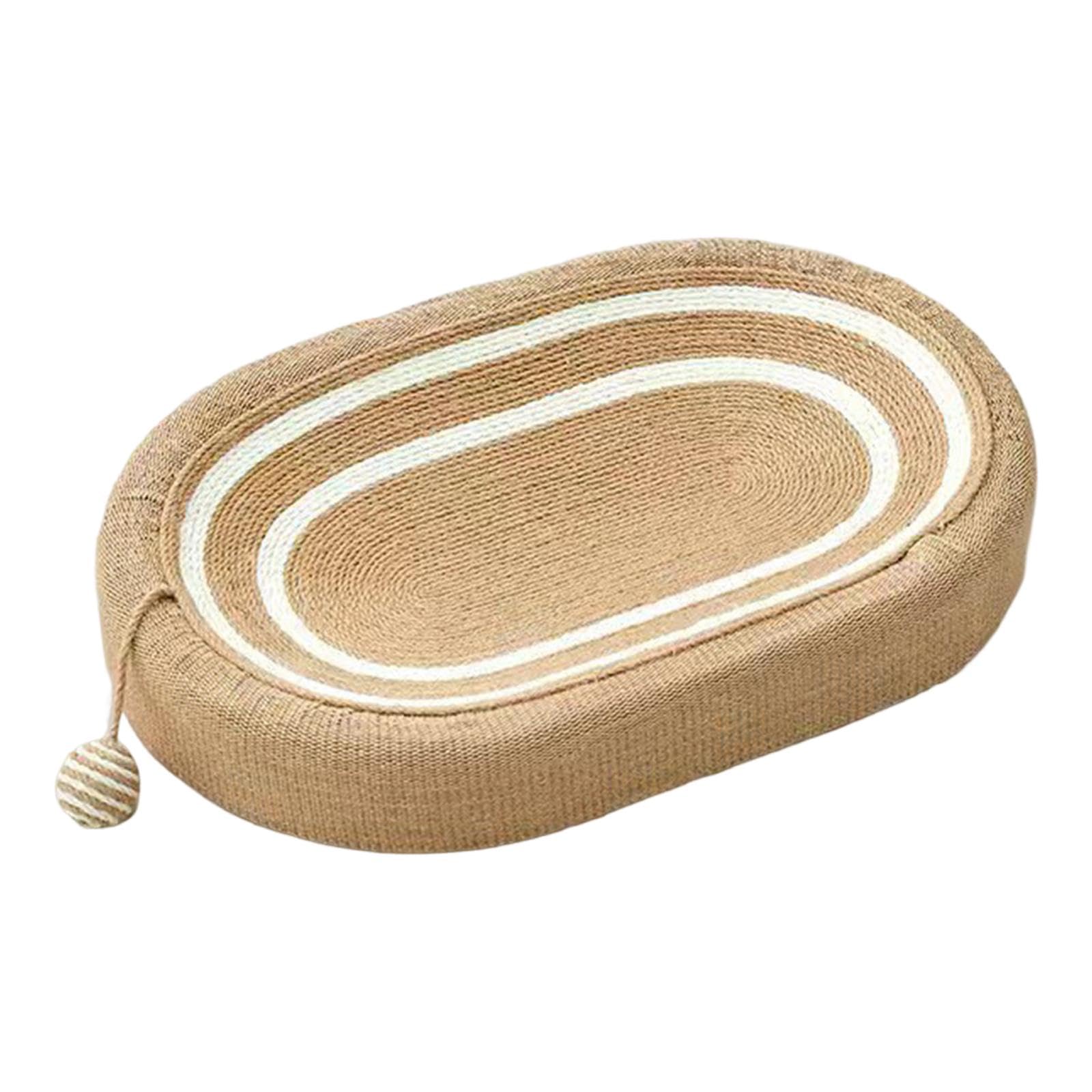 Lit pour chat et griffoir de salon blanc rayé marron pour préserver canapé et fauteuil