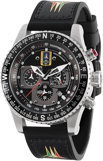 Chrono Looping STR. Cassa finitura satinata ghiera nera, cinturino in gomma  e nylon nero sovracucito, quadrante nero, logo Frecce Tricolori :  Amazon.it: Orologi