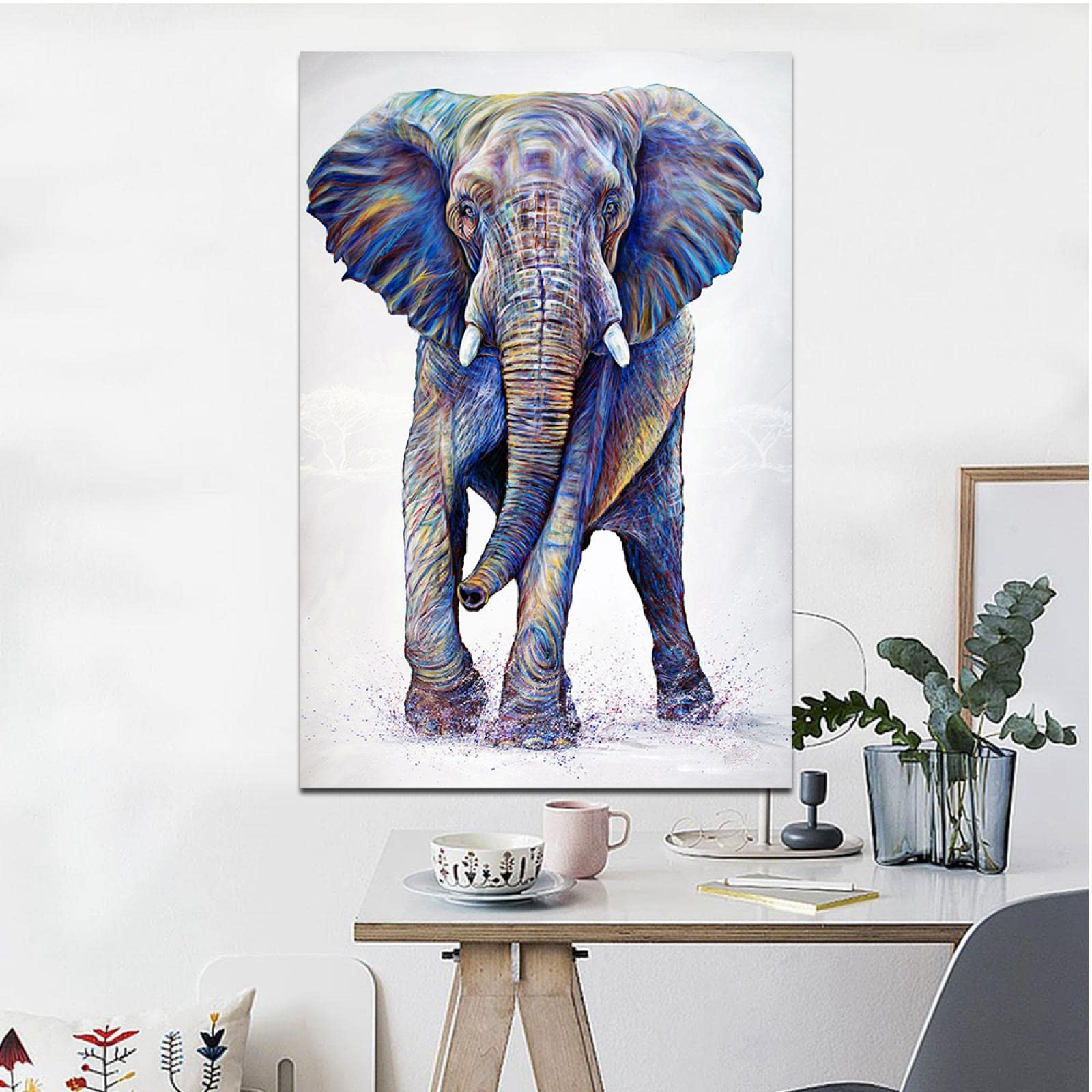 Stampa Su Tela Elefante Grigio - Quadro Moderno 75x150 Cm - Muolunna D1275
