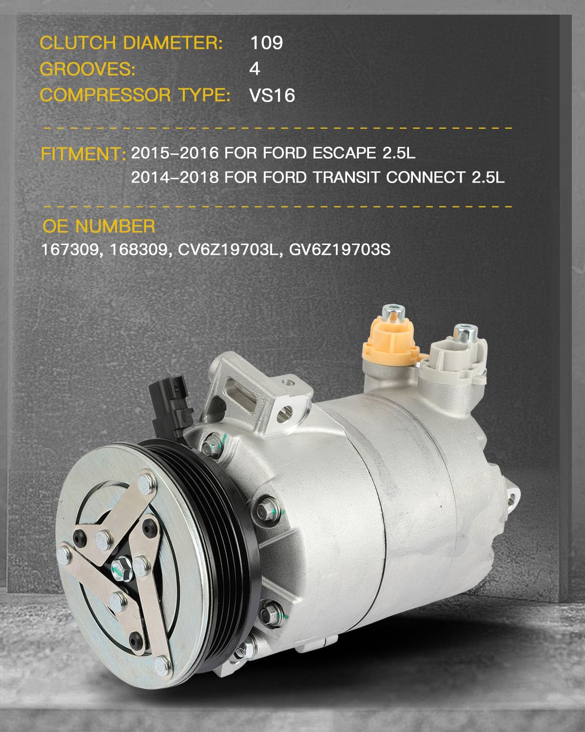 ANPART A/C Compressor With Clutch AC Air Compressor 2015-2016 For Ford ...