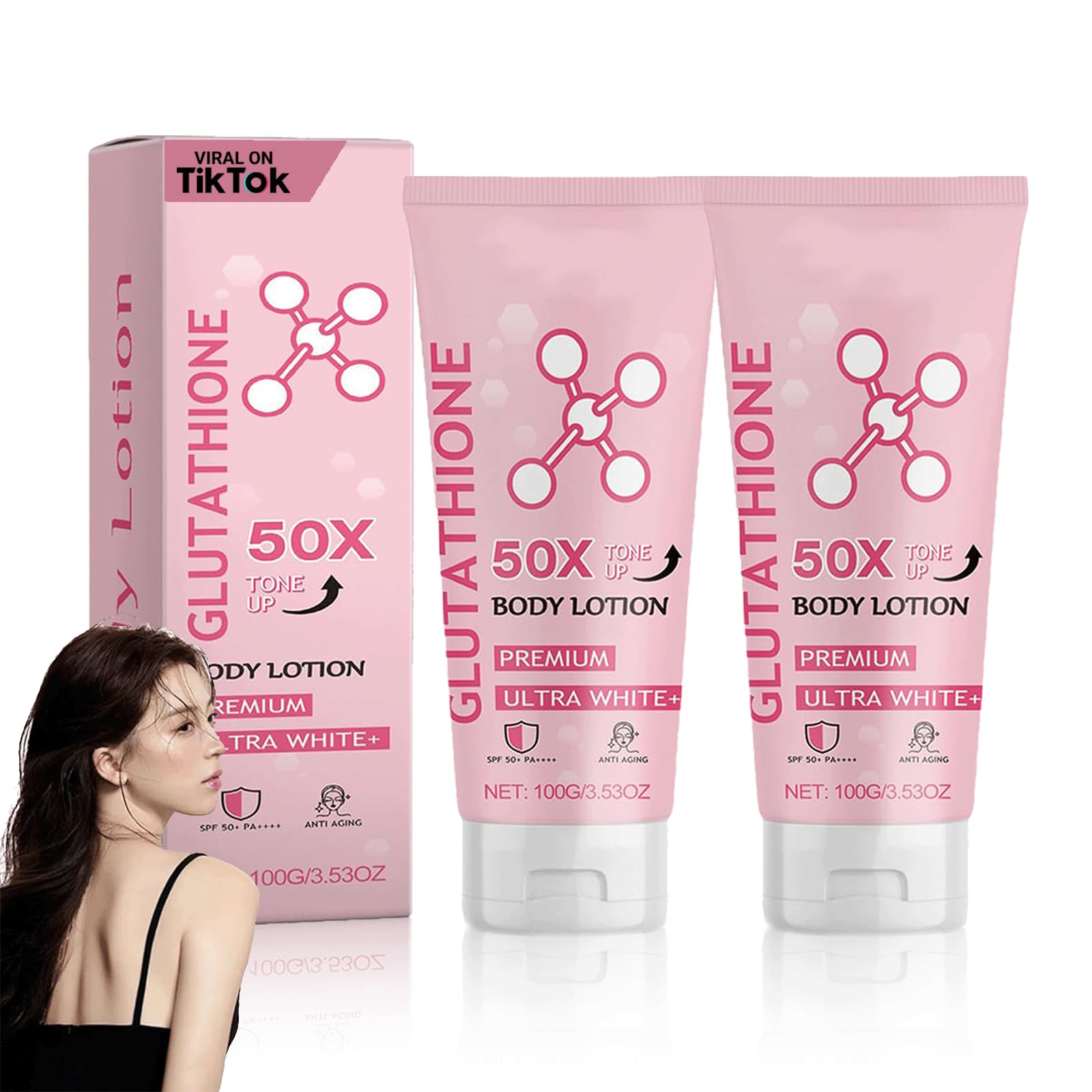 Glutathione 50x Tone Up Body Lotion, Moisturizing and Soft Skin All Over Body Scented Body Lotion (2pcs)