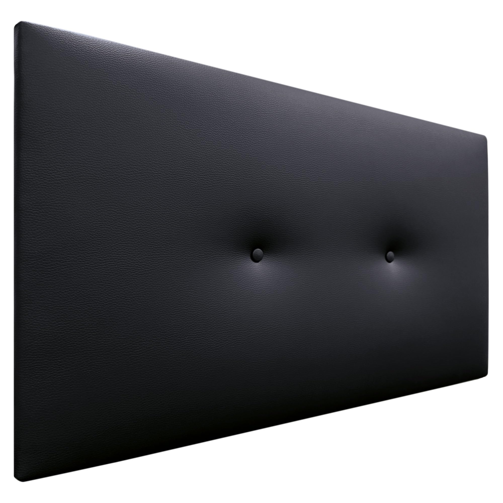 DHOME Cabecero de Polipiel o Tela Acualine Liso con Botones Tapizado de Alta Gama Cabezal Lujo Cama Dormitorio Moderno Acolchado (Polipiel Negro, 90x50cm (Camas 80/90))