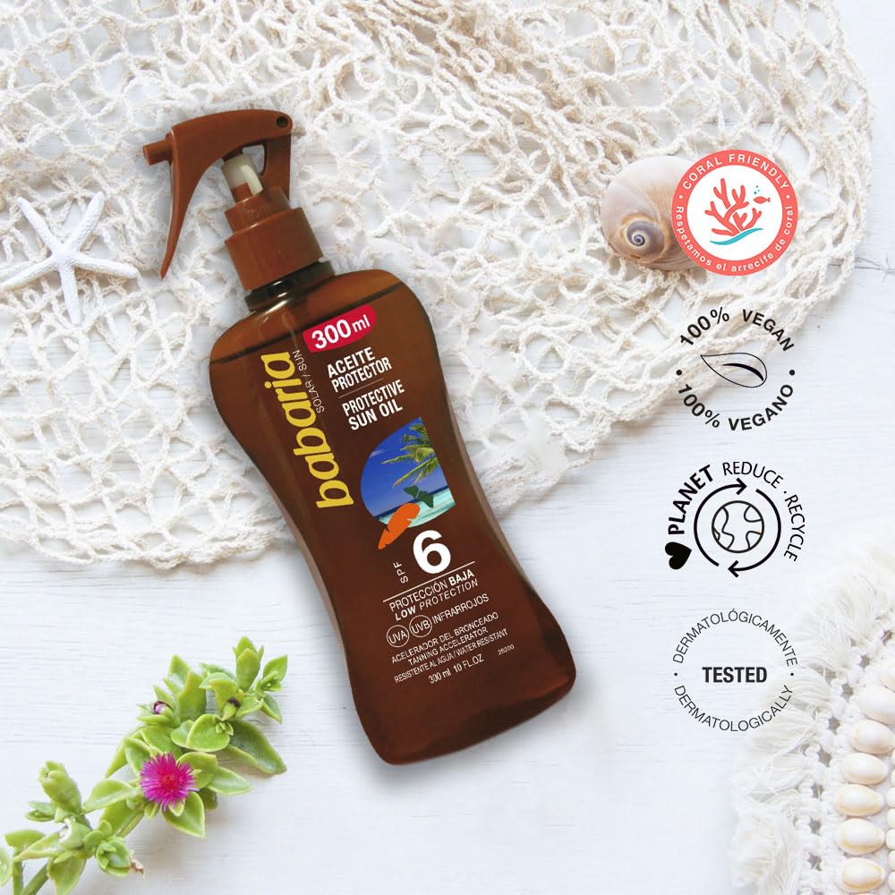 Spray Solar Babaria F-6 Protector Baja Protección Aceite Bronceador UVA UVB Infrarrojos