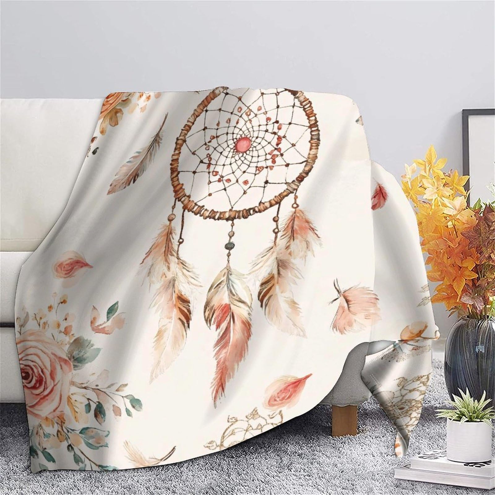 Boho 3D Druck Traumfänger Decke Mikrofaser Wohnkultur Traumfänger Sofadecke Kuschelig für Sofa Schlafzimmer Erwachsene 80×90(200x230cm)