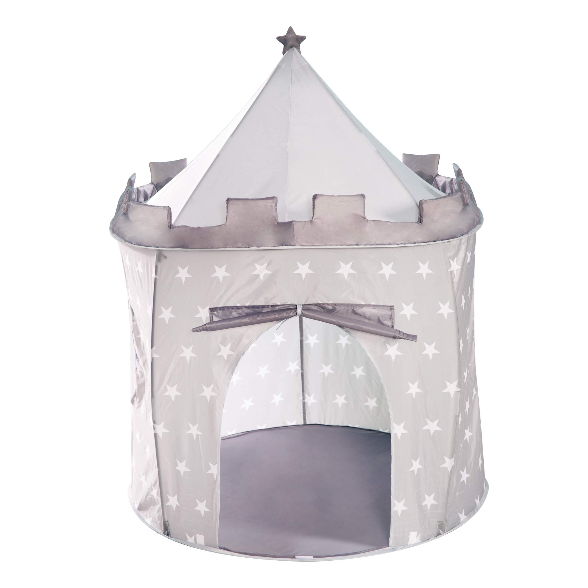 roba Tenda da Gioco - Little Stars - Casetta da Gioco in Tessuto - 105 x 135 cm - Telaio con Barre in Fibra di Vetro - Borsa Inclusa - Grigio