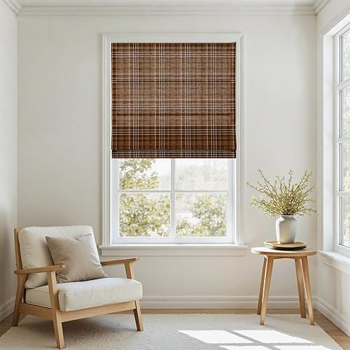 TWOPAGES x Kim Morrow Plaid Patterned Roman Shades for Indoor