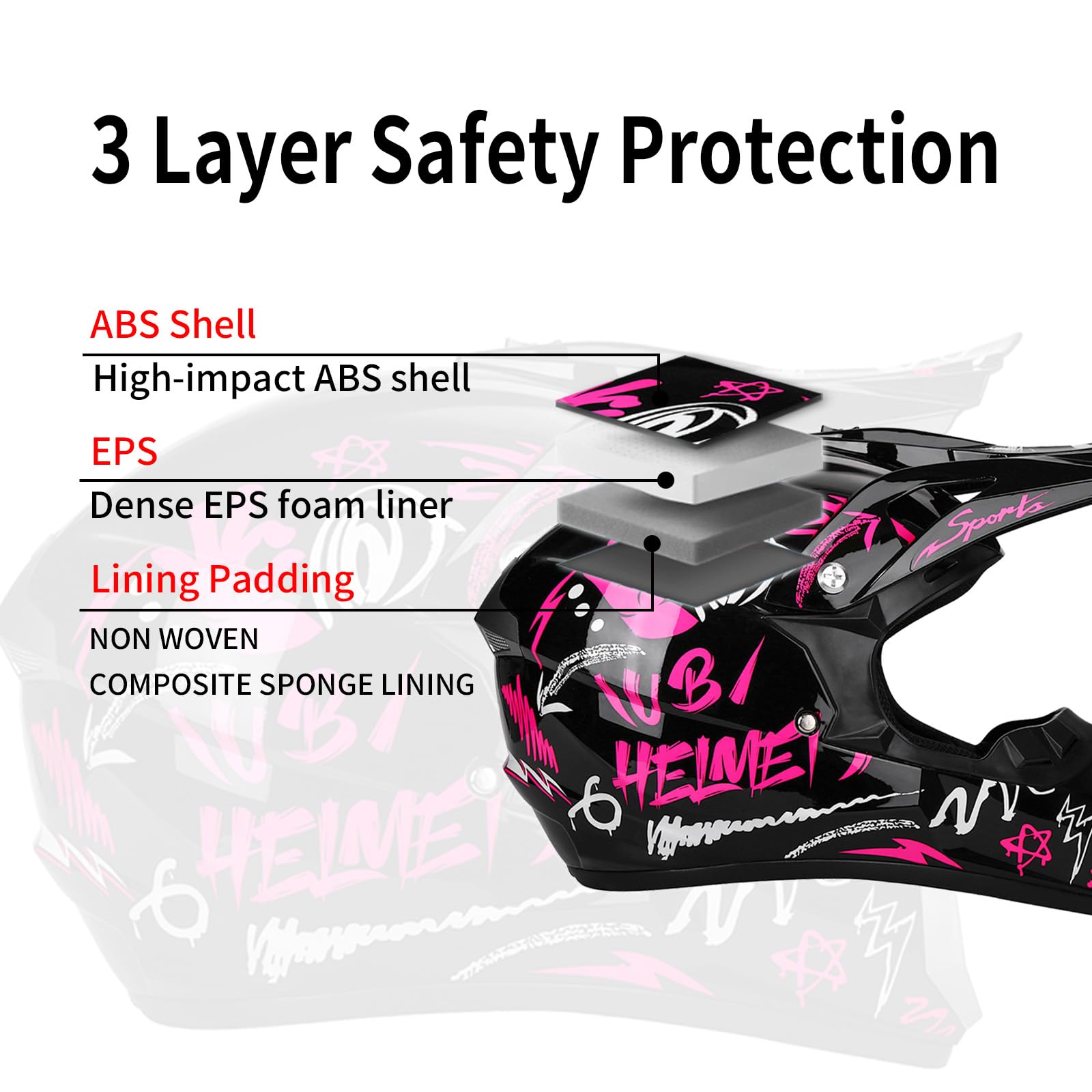 Crosshelm Kinder 5-15jährigen, MTB Downhill Motorradhelm, Mit Brillen Maske, Damen Herren Fullface Motocross Helm, Fürs Motocross Verwendet, Sondern Auch Für Quad- Und ATV-Fahrten