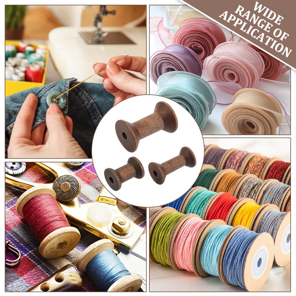 Amazon | BENECREAT 30個3サイズ アンティーク 木製ボビン 空糸巻き 空