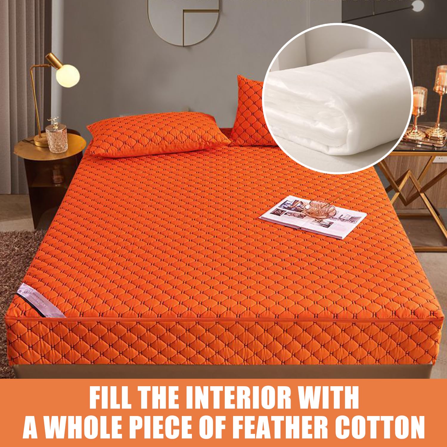 Gelb,90x200+15cm, Anpassbare Full Zip Matratzenschutz Abdeckung Atmungsaktiv&Anti Staub Matratze Ummantelung Abdeckung Doppel/King Komfortables Spannbettlaken Matratzenbezug Waschbar