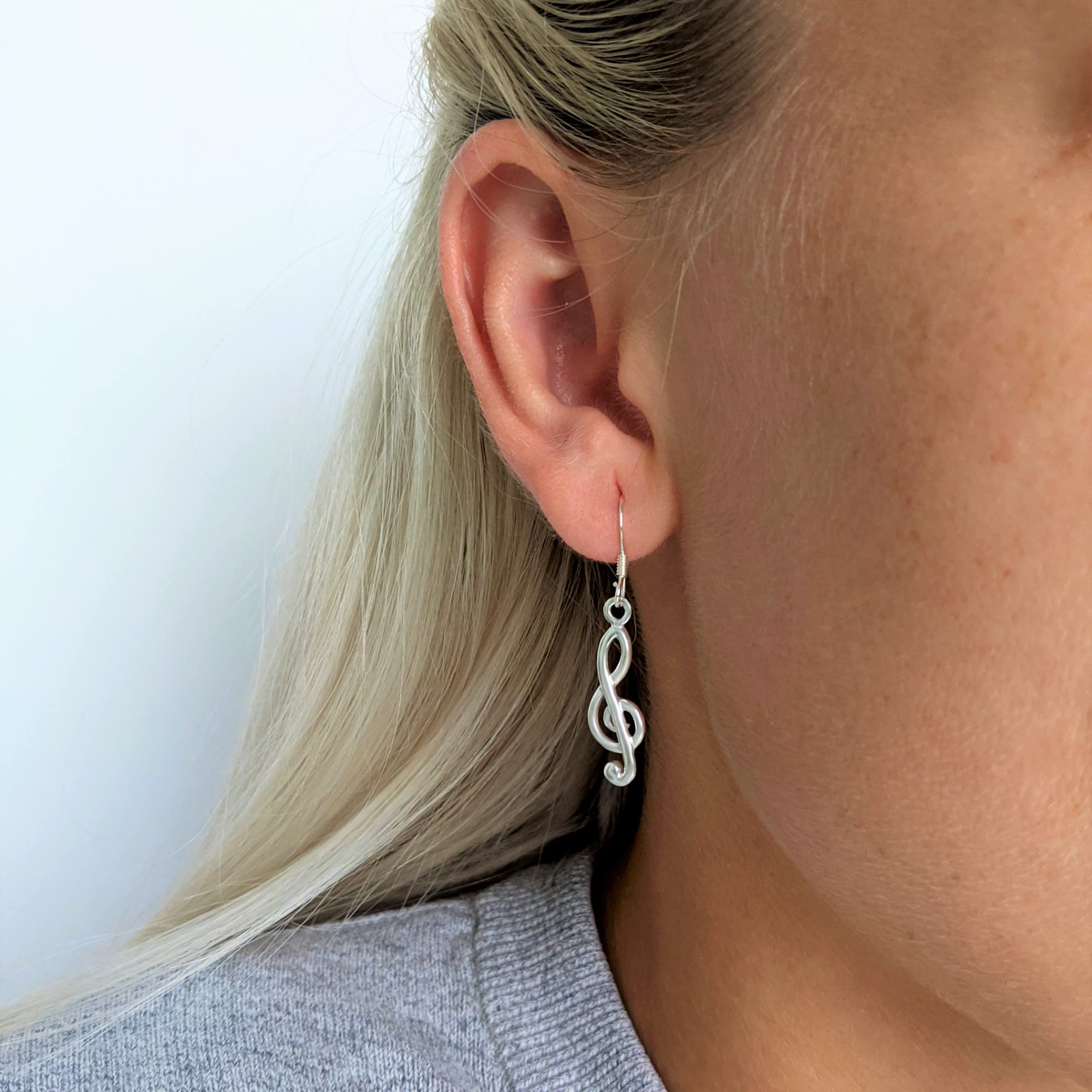 Silverly Pendientes Colgantes de Clave de Sol | Pendientes Colgantes de Plata 925 con Notas Musicales | Pendientes de Plata de Ley | Joyas para Amantes de la Música | Regalo para Mujeres