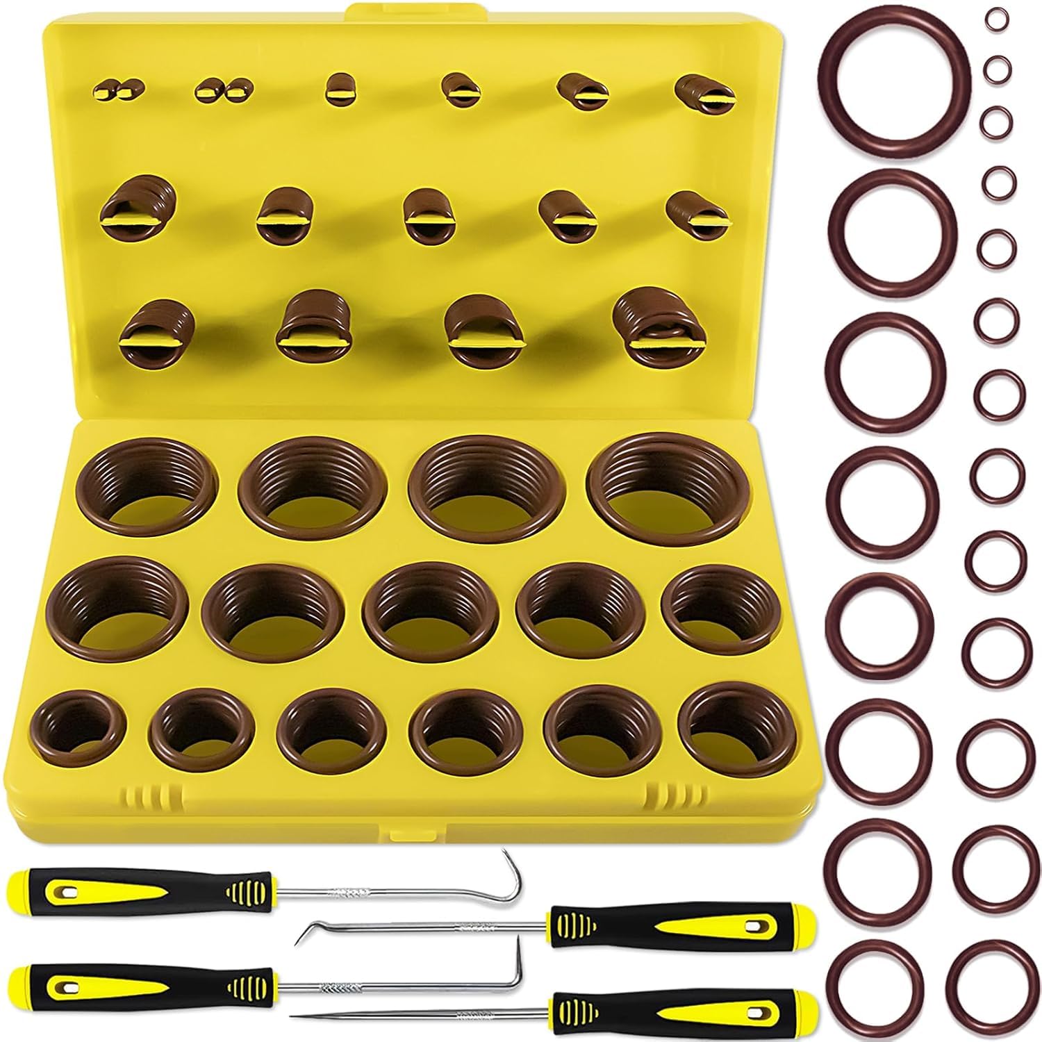XBVV 386 pezzi 30 dimensioni metriche Viton O-ring assortimento kit per vari prodotti chimici, cilindri, idraulici, automotive e sanitari pressione lavatrice O-Ring riparazioni
