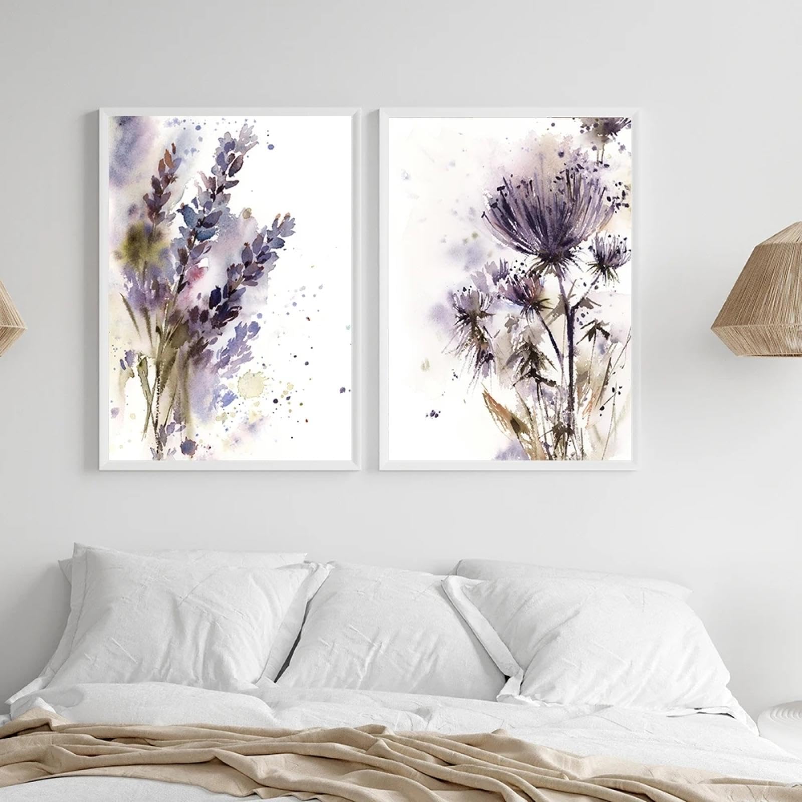 Affiche aquarelle fleur violette KemneT 2 tableaux sur toile 50x70 cm - 8