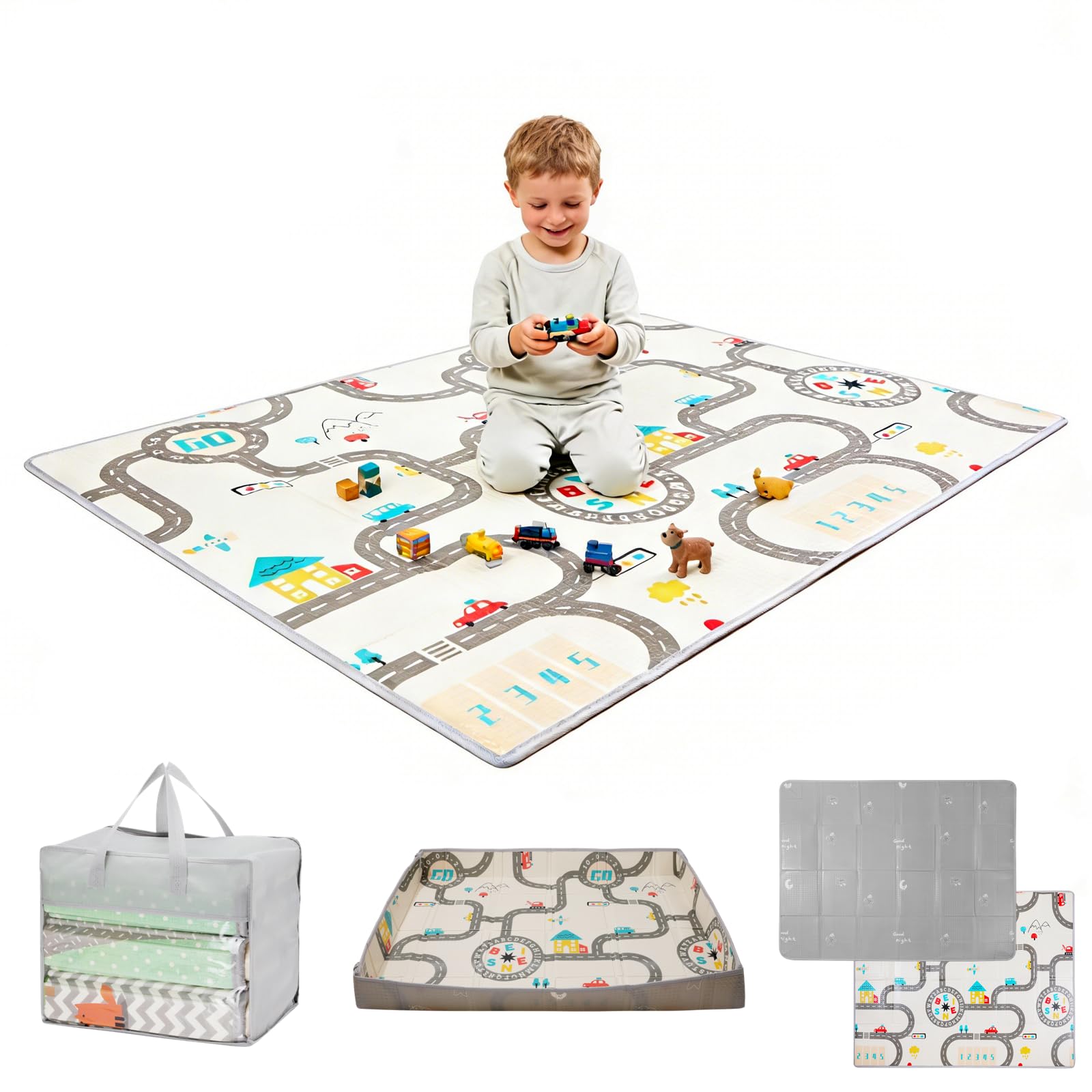 Tappeto da gioco reversibile per bambini, pieghevole, tappetino da gioco, XPE, tappetino da gioco, pieghevole, tappeto double face
