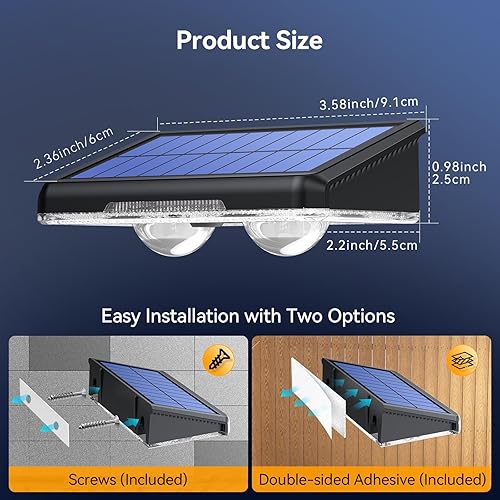 Miniatura 6 de TECKNET - Luces solares de valla para exteriores, paquete de 12 unidades, blanco cálido y 6 colores y RGB, luz de cubierta LED impermeable IP66,