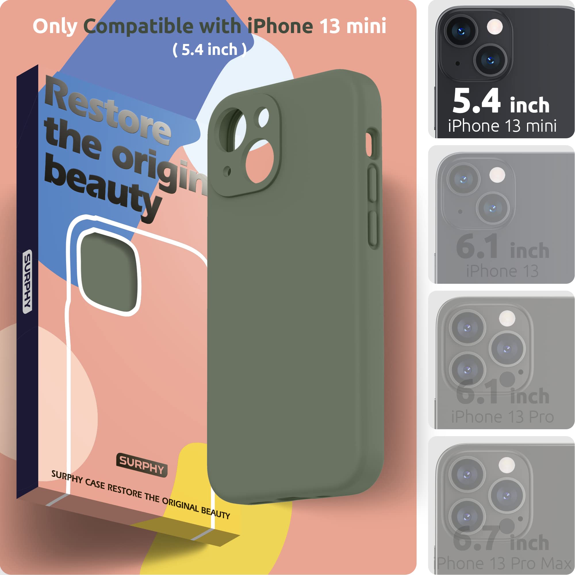 Amazon.co.jp: SURPHY iPhone13 mini ケース シリコン,フィルム付き 