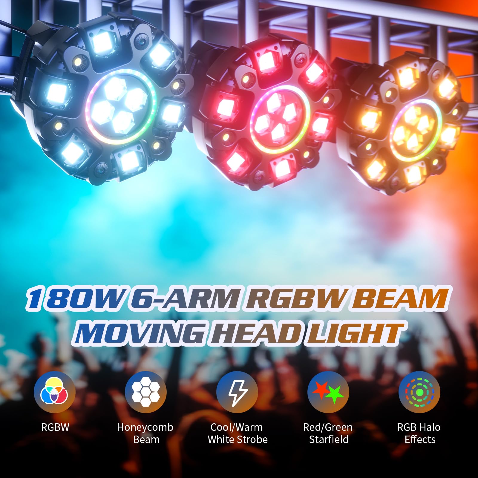 Moving Head LED 180W Beam - RGBW Partylicht Mit DMX