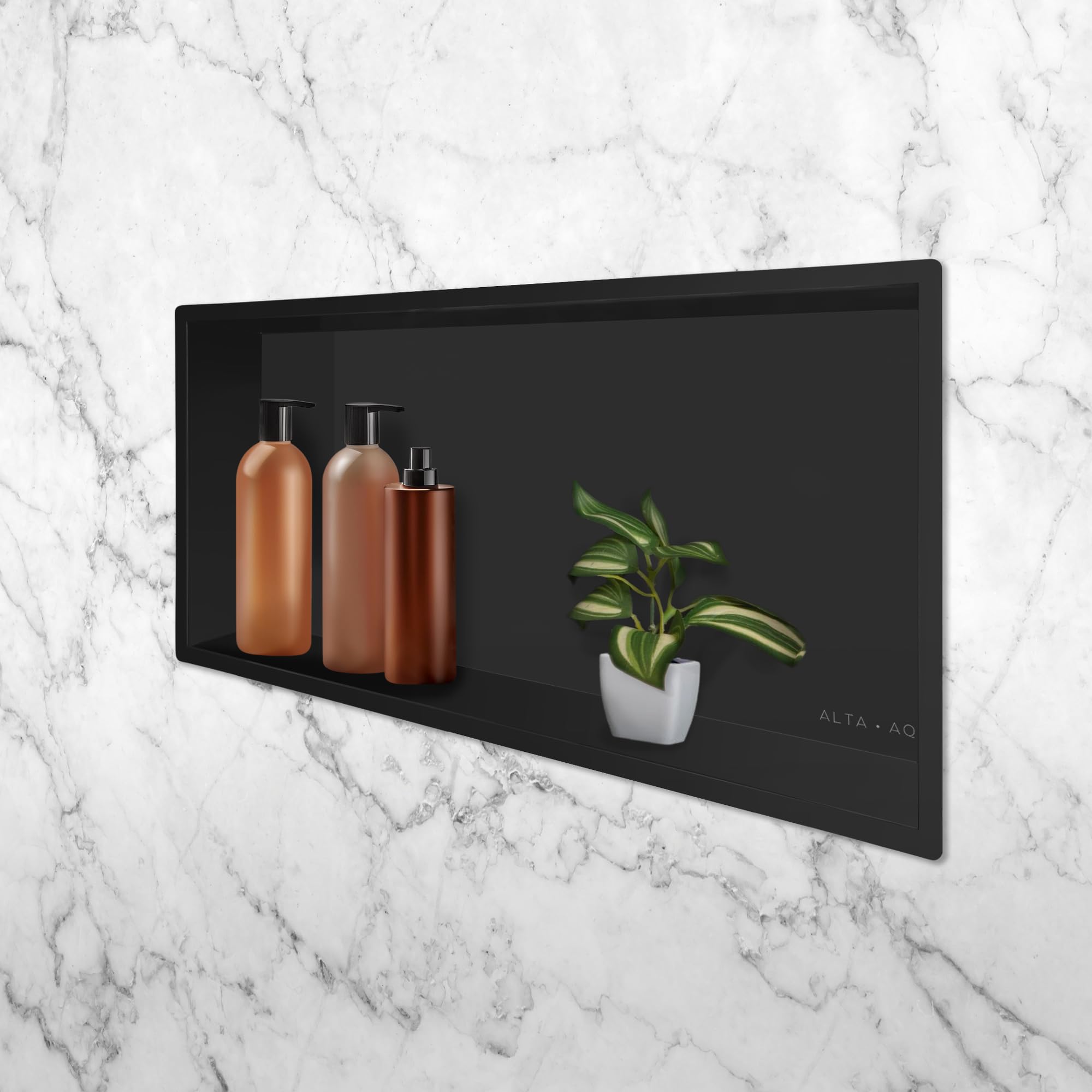ALTA AQUA Shower Niche Lightweight Stainless Steel Easy Install Tile Needed Wall Niche Recessed Shower Shelf for Bathroom