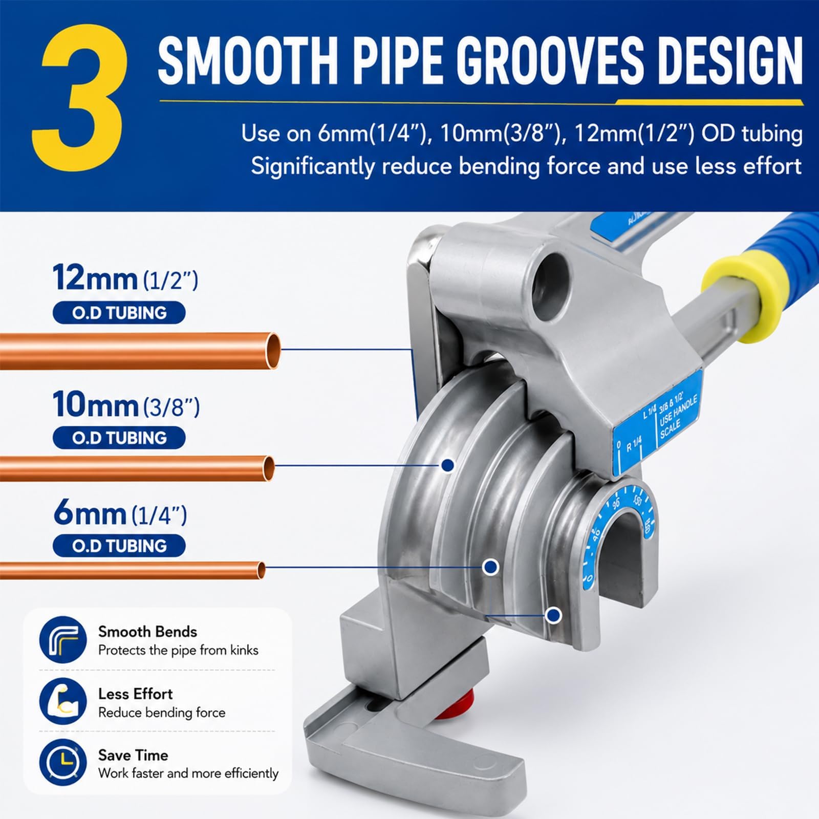 herramienta para doblar tubos con trinquete de 1/4", 3/8", 1/2"