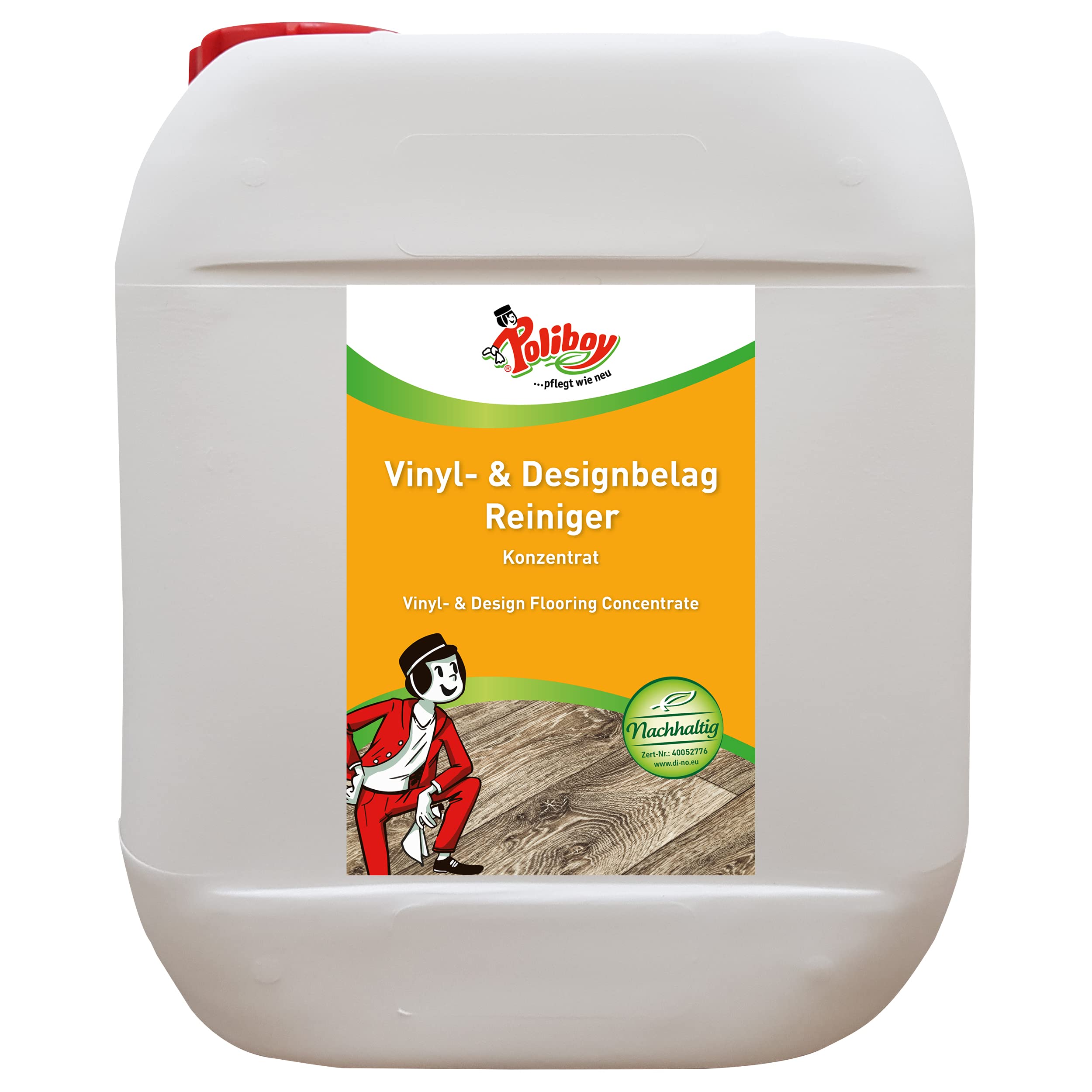 POLIBOY Vinyl Reiniger - Bodenreiniger für Designbelag - Wischpflege als Reinigungskonzentrat mit Jojobaöl - 5 Liter - Made in Germany