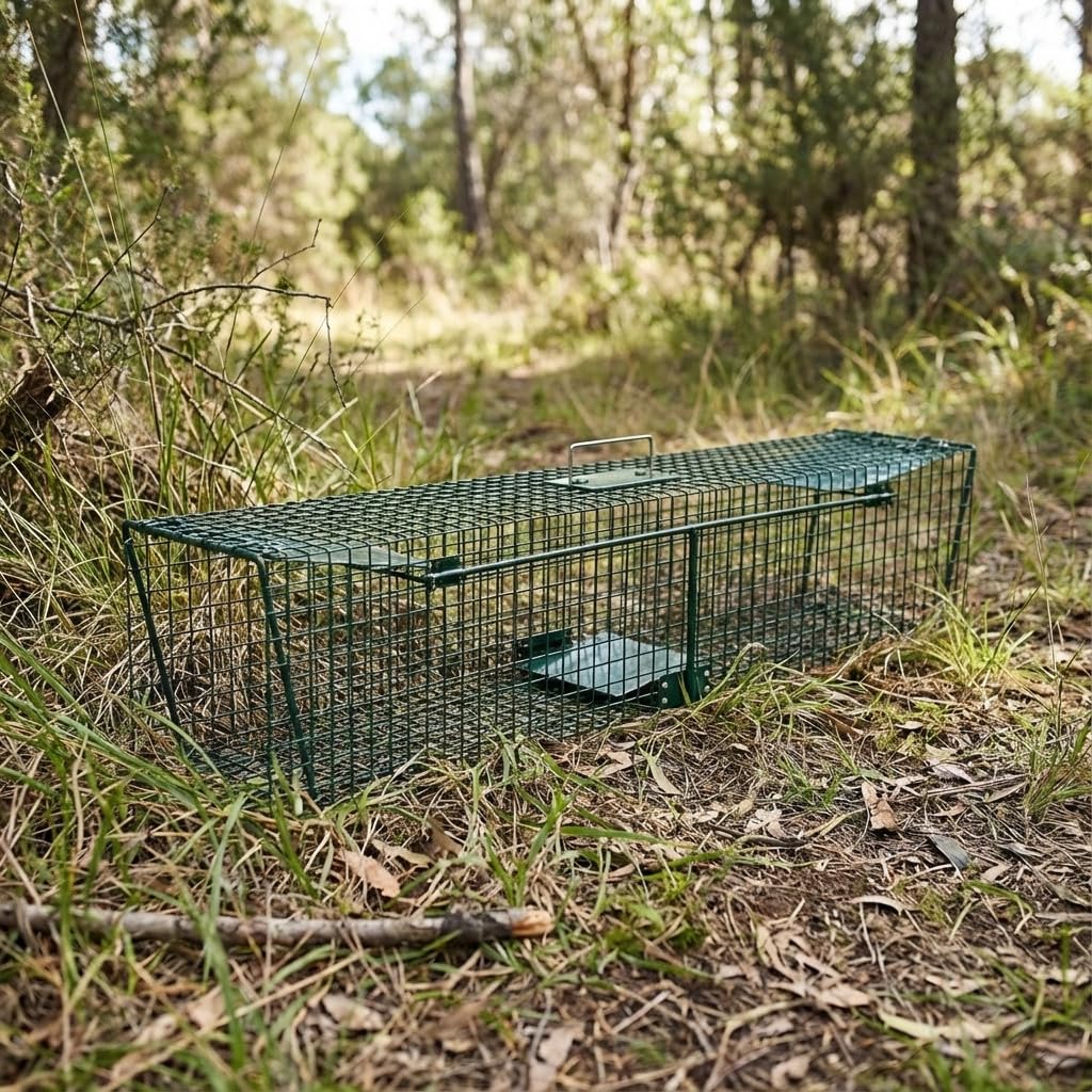 Suinga Trampa para Animales Vivos Reutilizable 125x26x26 cm – Jaula Trampa Profesional para Conejos, Gatos, Ratas y Roedores