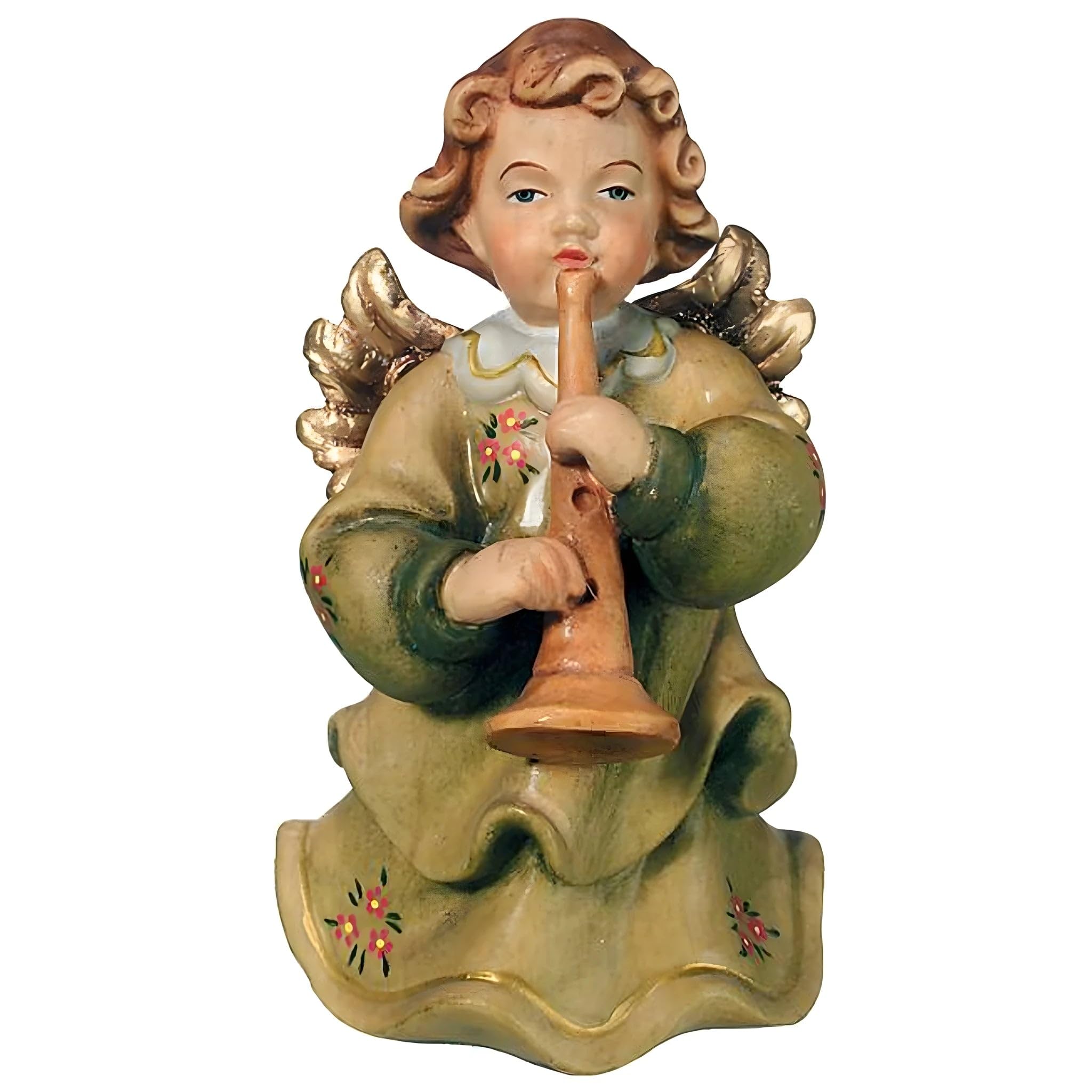 Dolfi | Musician Angel with Clarinet 8 cm | Hand Painted in Val Gardena | Religious Article