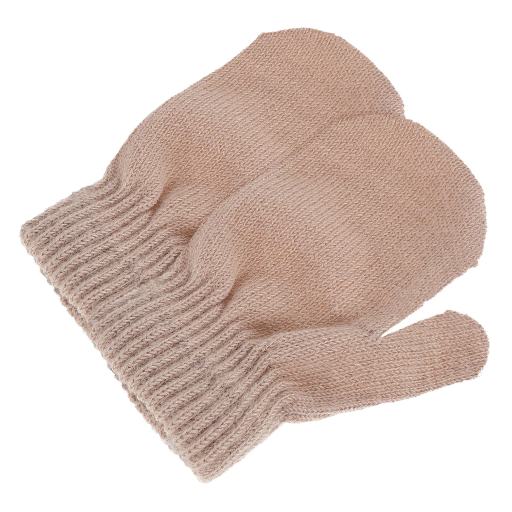 BESTonZON Warm Gloves for Boys and Girls Black Knitted Winter Mittens for Toddler Baby Girls Christmas Gloves Snowproof Elastic Wrist Cuff