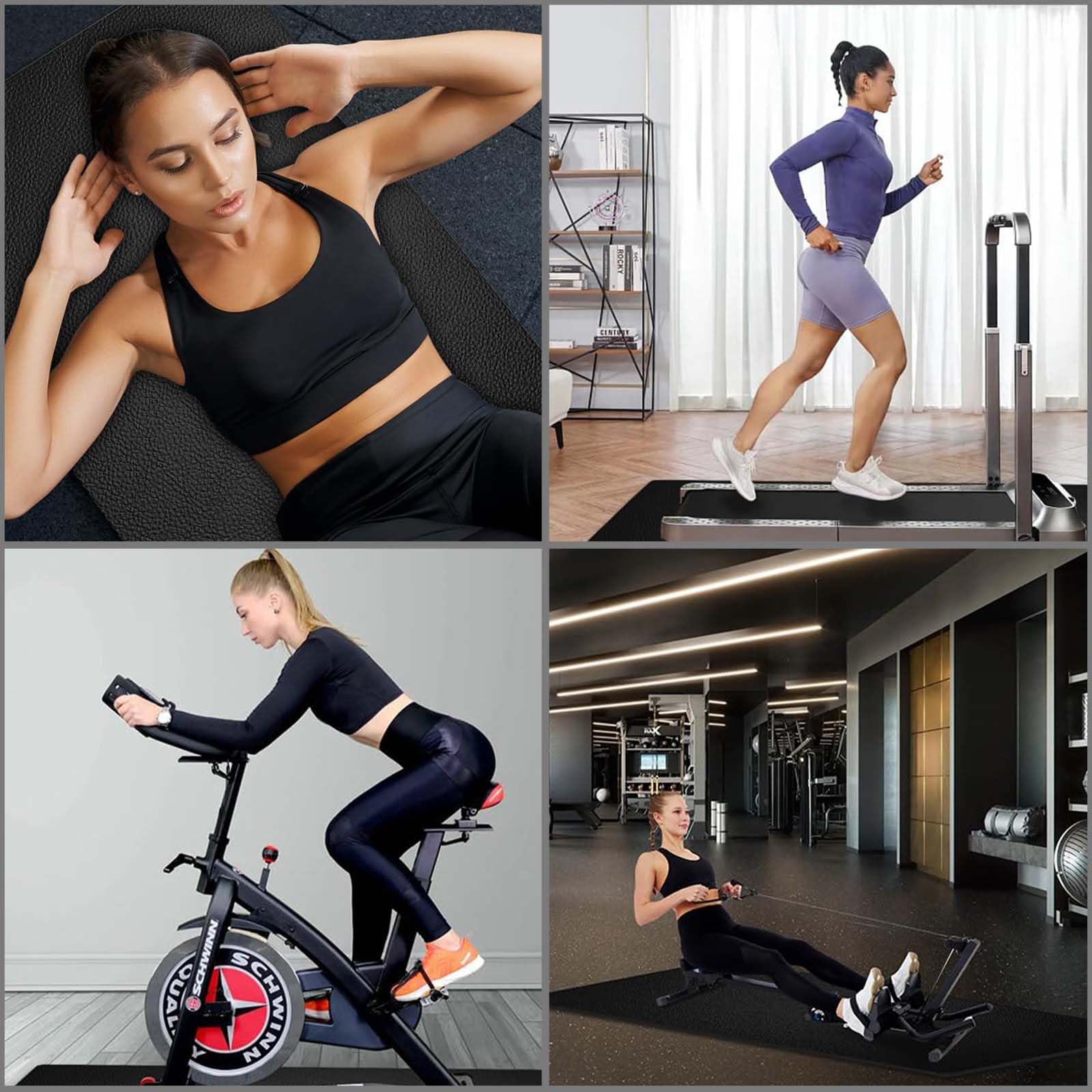 2 pezzi Tappetino di protezione per pavimenti, Tappetino antiscivolo e ammortizzante, Tappetino per tapis roulant, spessore 0,6 cm, adatto per tapis roulant, tappetino fitness insonorizzato