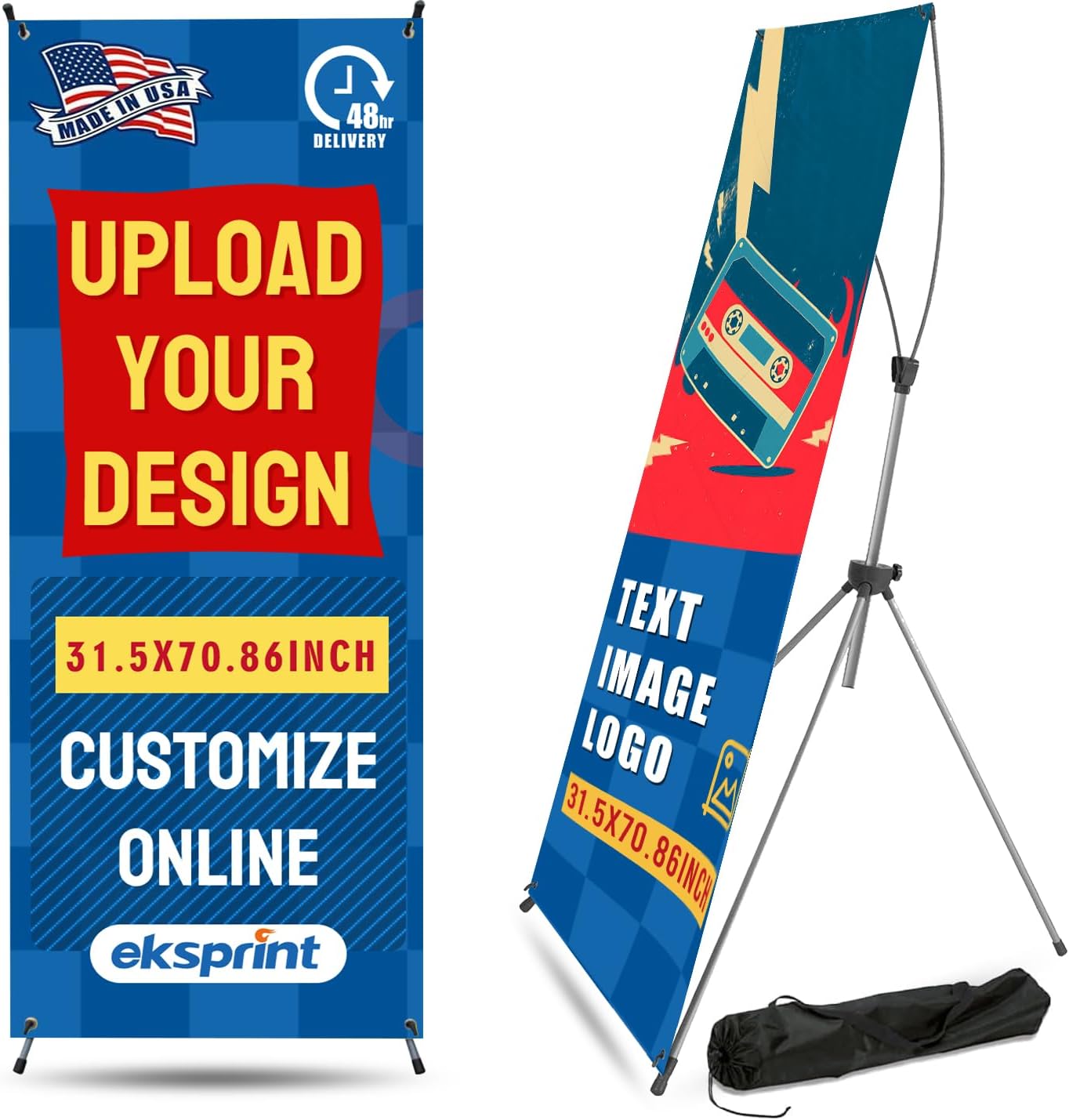- Custom Banner with X Stand 31.5" X 70.86", Banners and Signs Customize, Custom Retractable Banner with Travel Bag for Display, Store, Wedding, Graduation, Outdoor Indoor Events
