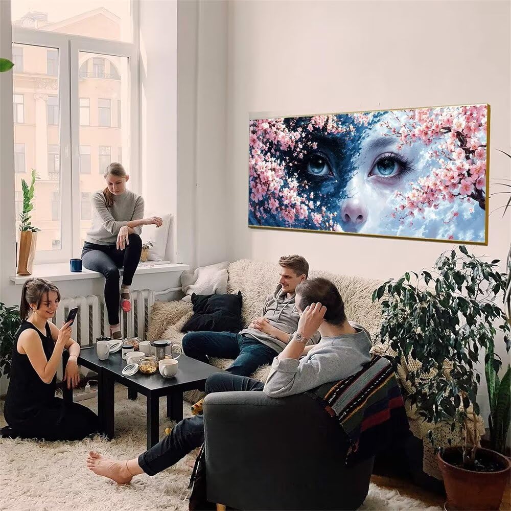 Malen Nach Zahlen Erwachsene xxl, Paint by Numbers Malen Nach Zahlen Blumen Augen, DIY Geschenk Art mit Pinseln und Acrylfarben Handgemalt Ölgemälde Leinwand für Home Décor, Ohne Rahmen 80x160cm W-861