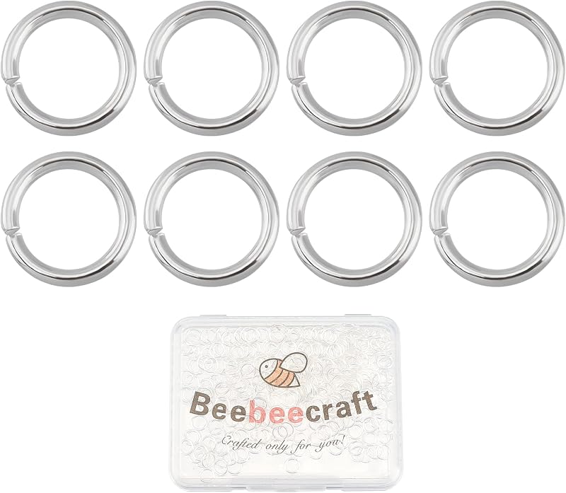 Beebeecraft 300Pcs/Box 5mm Jump Rings 925 Sterling Silver Plated Open Jump Rings for Jewelry Making Necklace Keychains Connector
