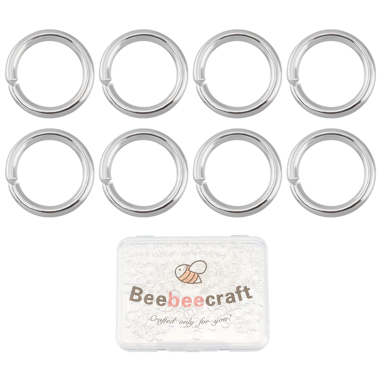 Beebeecraft 300Pcs/Box 5mm Jump Rings 925 Sterling Silver Plated Open Jump Rings for Jewelry Making Necklace Keychains Connector