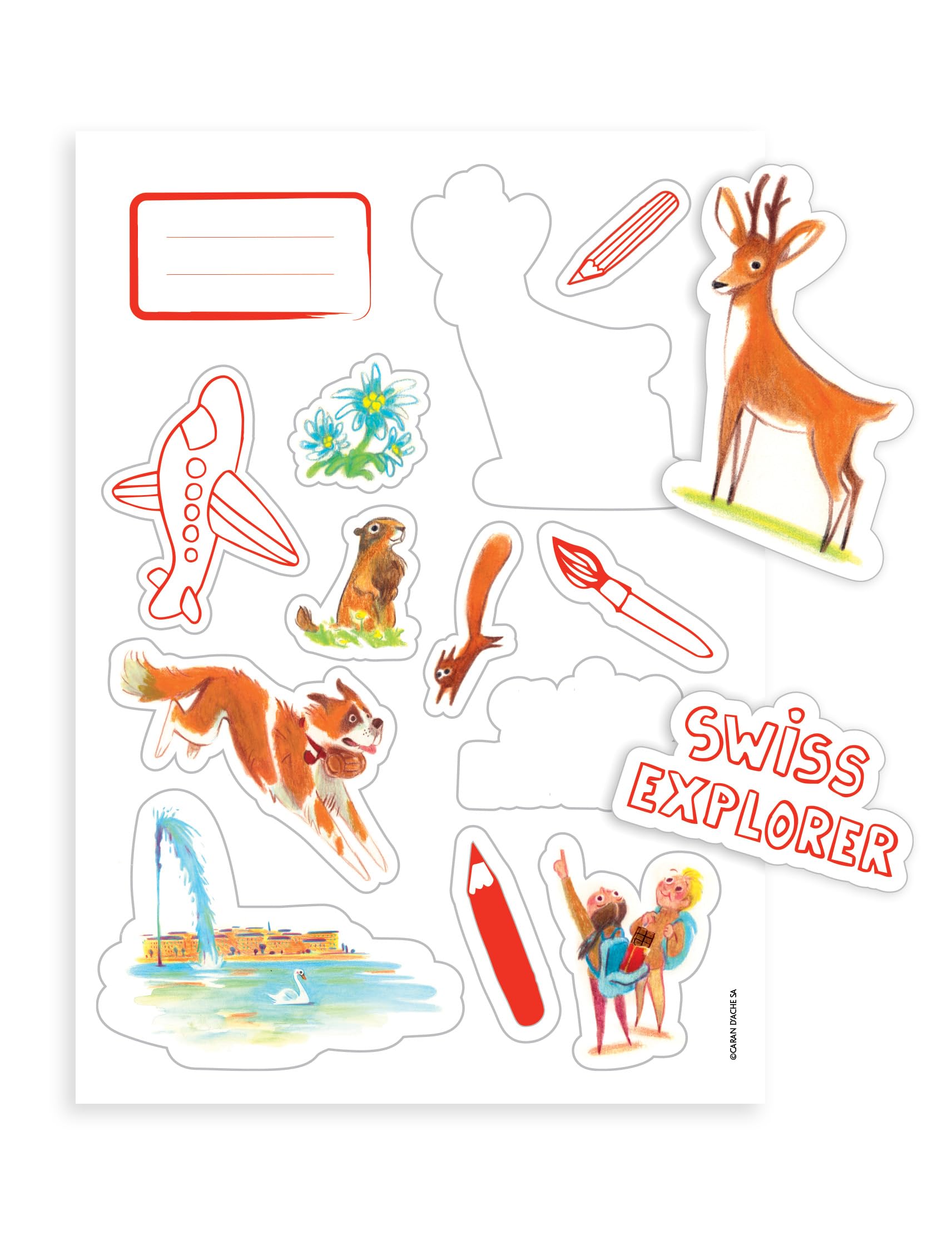 Caran d'Ache Swisscolor 3000.223 Kit de voyage en métal rouge avec système de fermeture en métal et poignée en plastique blanc