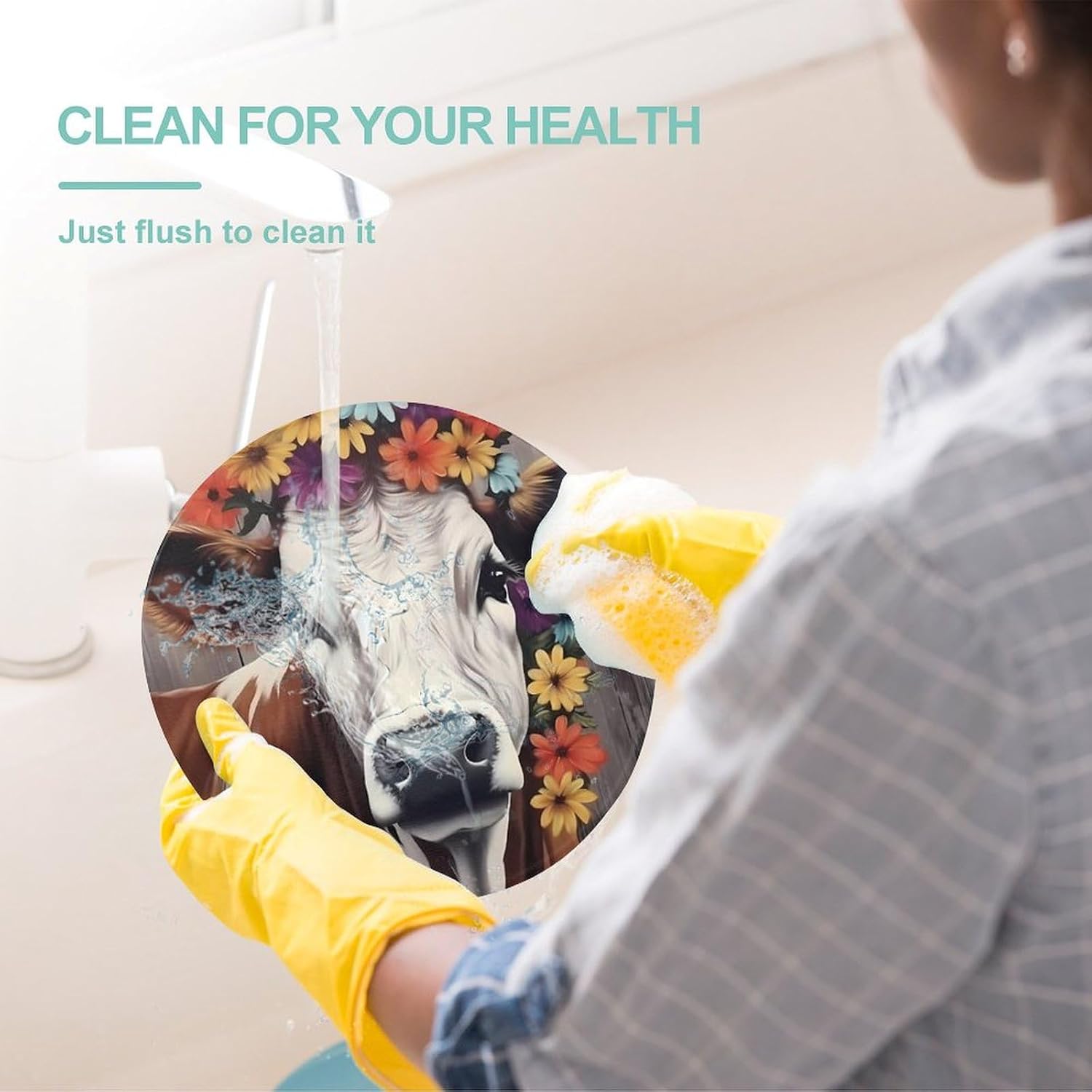 Cow Painting Farmhouse Kitchen Cutting Board Glass Chopping Block for Meat Vegetables and Fruits Ideal Home Gifts