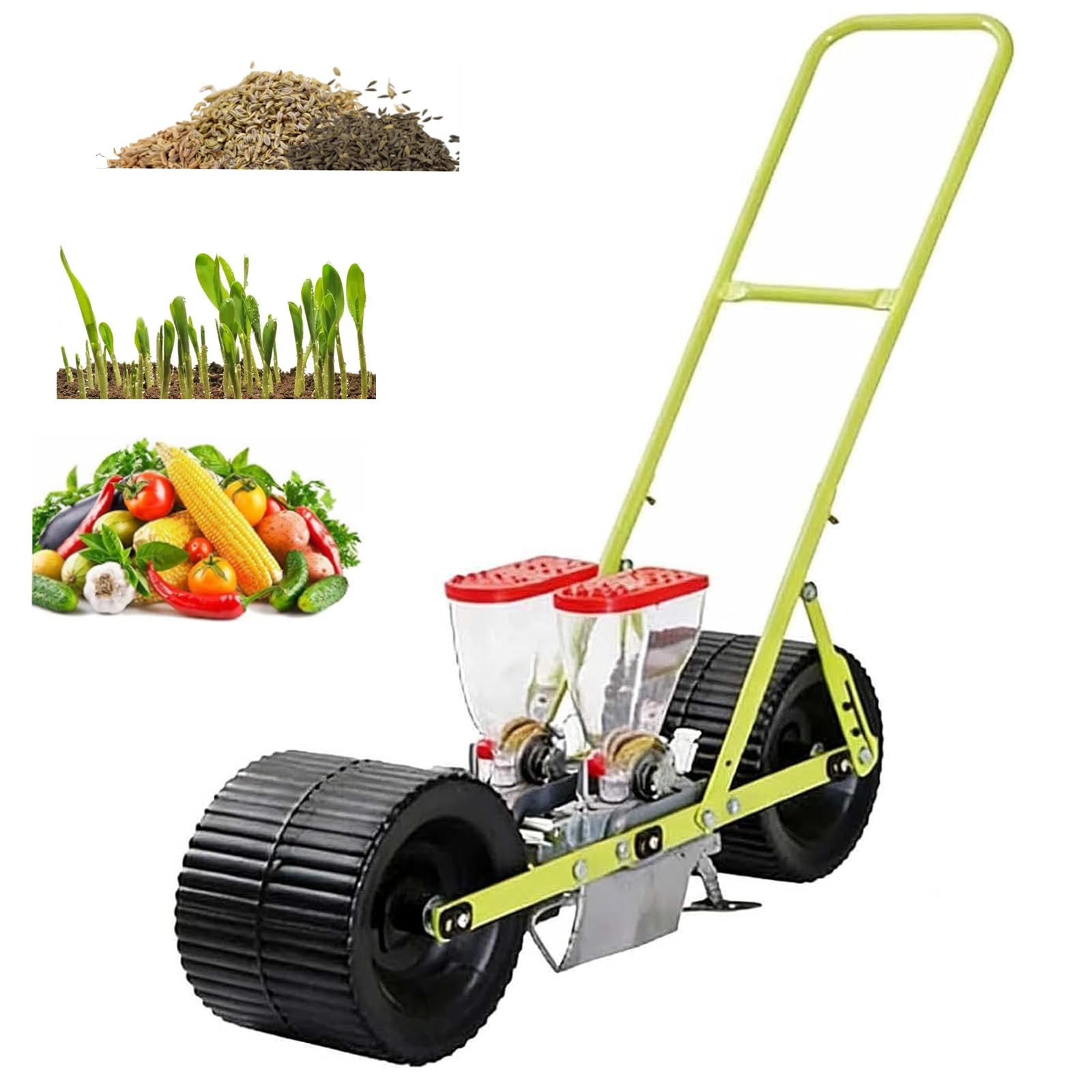 Sämaschine Hand,Gemüsesämaschine für Sojabohnen & ErdnüsseKohl, Radieschen,Sämaschine Rasen für Hobbygärtner Gartenstreuer, Einstellbarer Pflanzen Und Reihenabstand(Size:2line,Color:Stil-A)