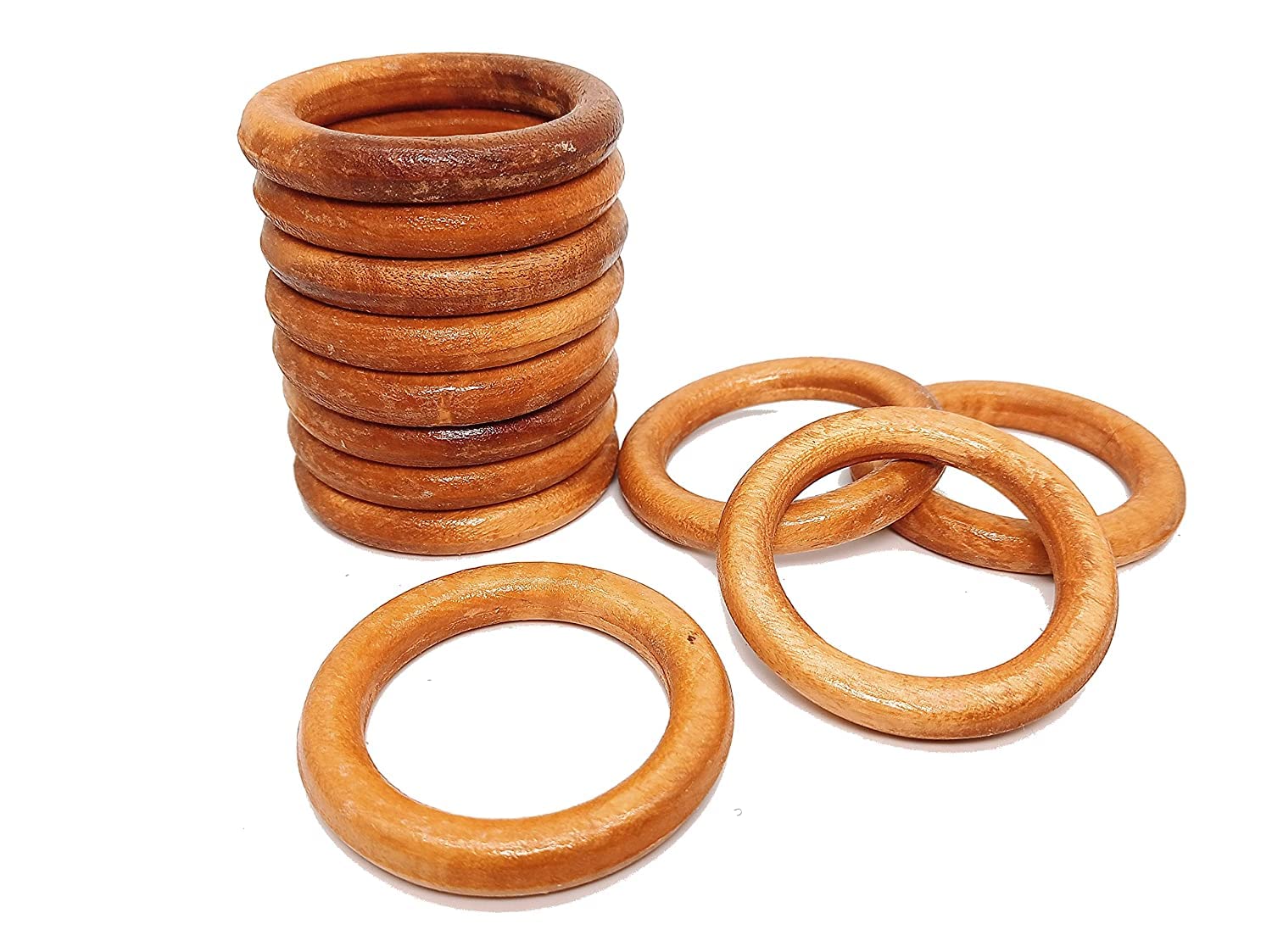 Wooden Round Rings Natural Smooth Polished Wood Circles for Art & Crafts, | Macrame,DIY Baby Teething Ring Pendant,Wall & Door Hanging,Vandhanwar,12pcs-image-18