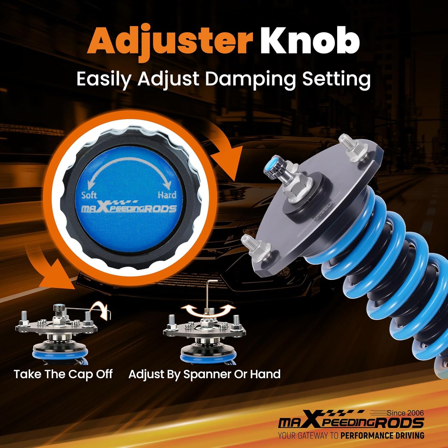 maXpeedingrods Coilover for Honda Odyssey RL3/RL4 2005-2010, 24 Levels Damper Adjustable Coilovers Suspension Kit Strut, Height Adjustable T6 Upgraded Lowering Kits Blue