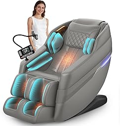 Gegcucey 3D SL-Track-Massagesessel, Ganzkörper-Massagesessel mit 8 Luftkammern, Heizfunktion für Beine und Taille, Fußrollenmassage, KI-Sprachsteuerung und Bluetooth-Lautsprecher, Zero-Gravity-Modus
