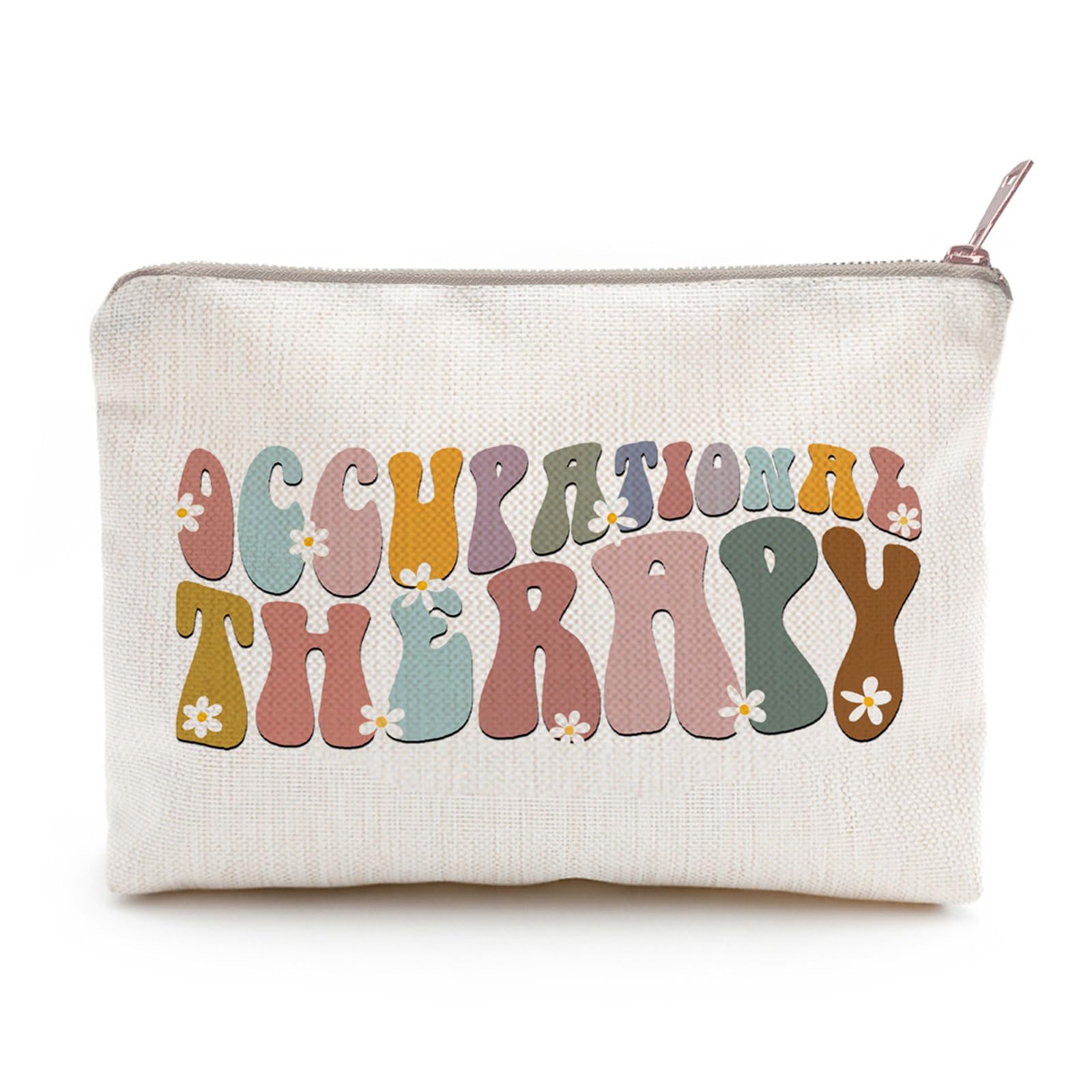 Occupational Therapy Linen Makeup Bag Thoughtful Gift for Her Occupational Therapy Cosmetic Bag OT Pencil Pouch Teacher Appreciation Graduation Gift Therapist Healthcare Worker (Retro)