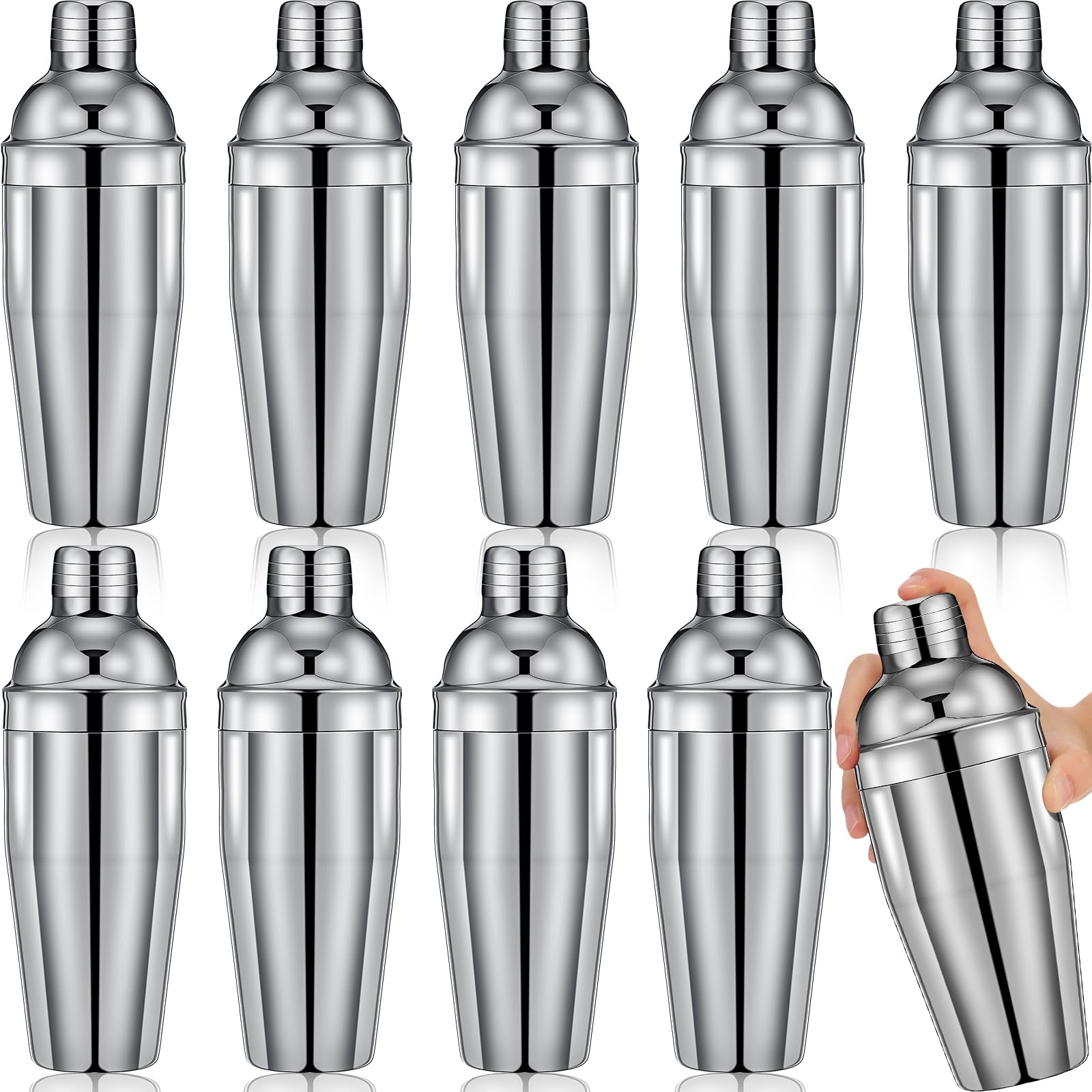 Nitial 9 Pcs Bar Cocktail Shaker, Stainless Steel, 25 oz, Silver