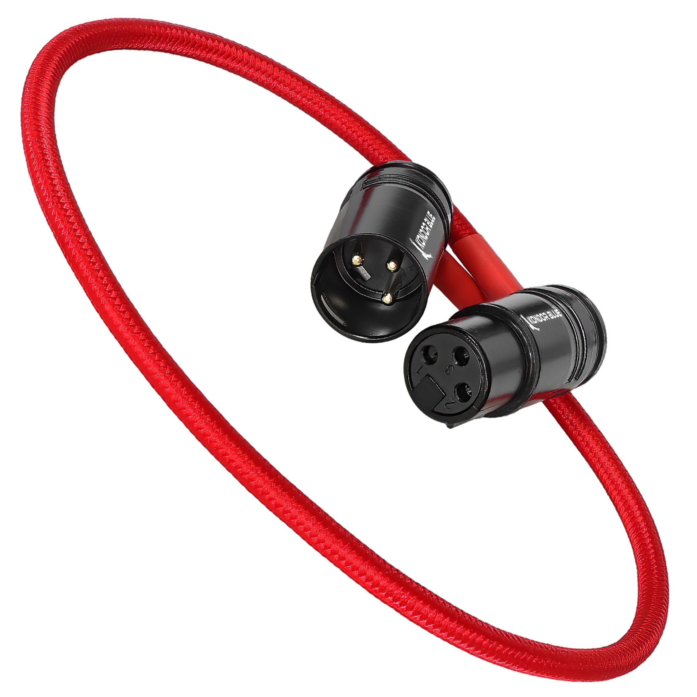 KONDOR BLUE | Cavo XLR dritto a basso profilo da 40,6 cm, ad angolo retto, 3 pin maschio a femmina, connettori ad angolo regolabile, audio bilanciato schermato per fotocamere, microfoni, mixer