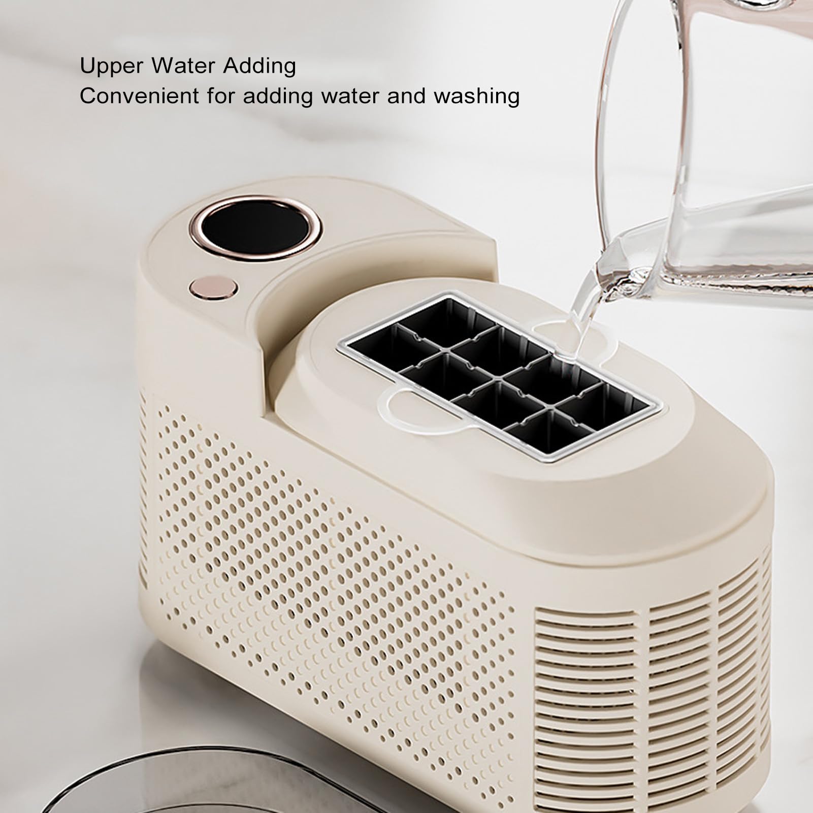 Fabricante de Hielo de Encimera Compacto Portátil, Máquina Automática de Hielo de 120 W con de Transporte, 8 Cubos por Tiempo, Ideal para Hogar, Cocina, Campamento, RV, para el
