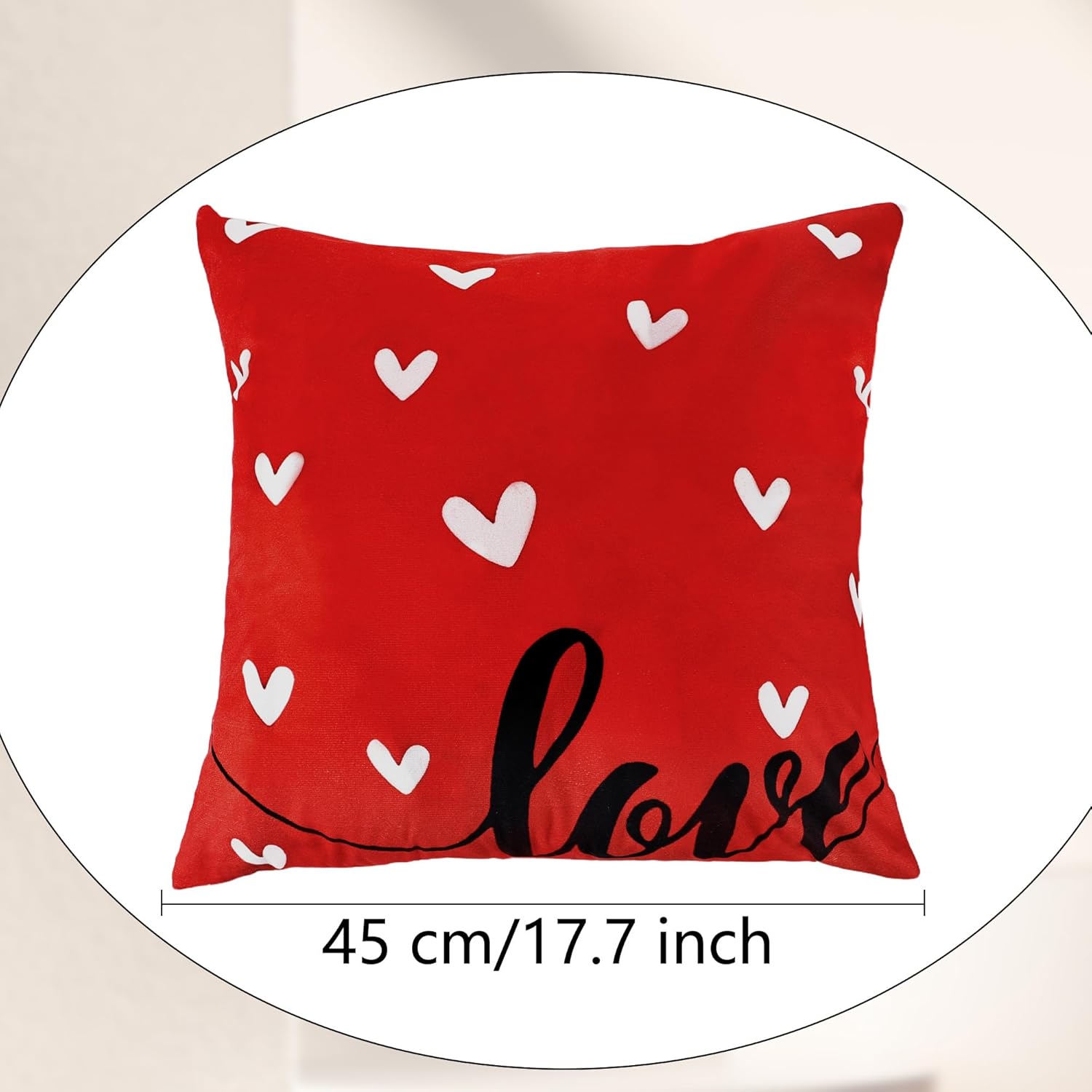 4 Pcs Valentines Day Pillow Covers 18 x 18 Inch Red Heart Pillows Cases Decoration Love You Indoor Outdoor Pillow Cushion Cover for Valentine's Day Gifts Sofa Couch Bed Home Decor - Image 2