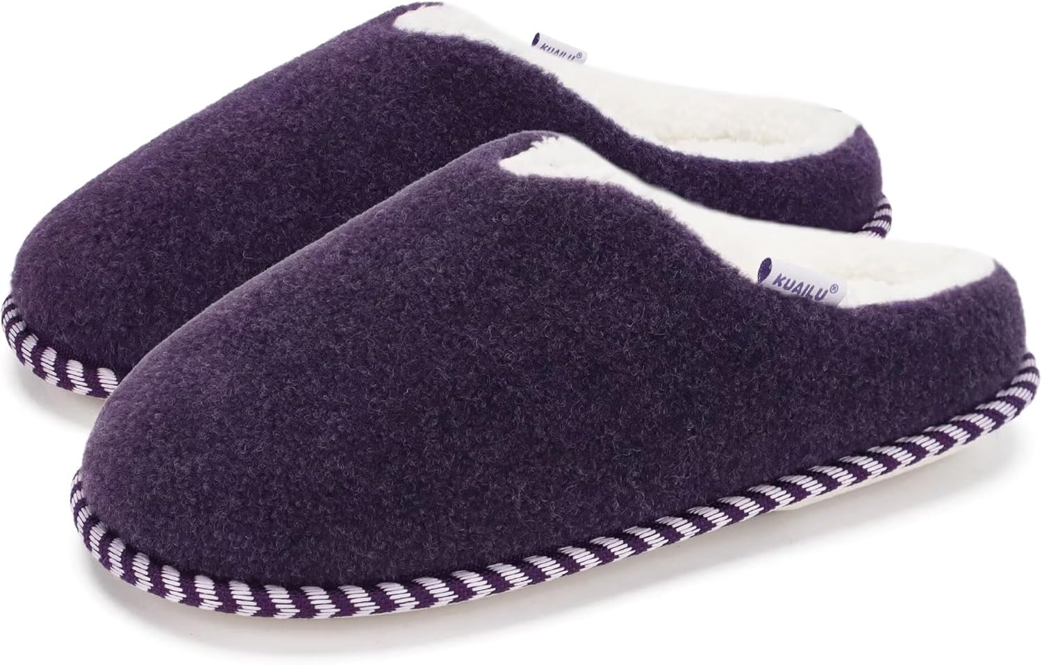 KuaiLu Womens Supportive Memory Foam Slippers Felt Fuzzy Lined Heel Cushion Lightweight House Shoes for Indoor Outdoor - Image 9