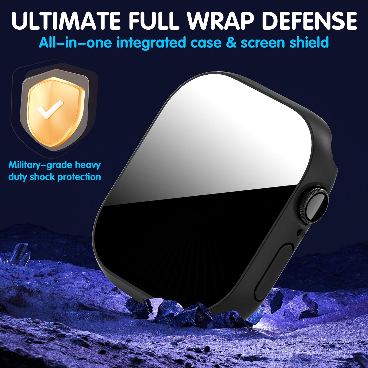 Confezione da 3 custodie anti spia per Apple Watch Serie 6/5/4/SE/SE 3 44 mm, copertura protettiva per il viso con protezione dello schermo in vetro temperato anti-peeping, ultra sottile, cover rigida