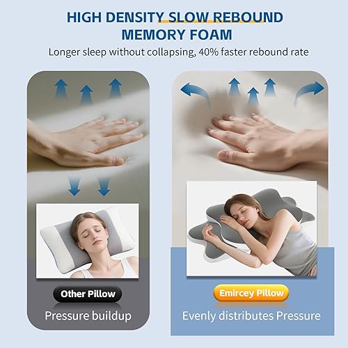 Miniatura 5 de Almohada cervical para el cuello para aliviar el dolor de cuello y hombros, almohada de espuma viscoelástica, almohadas ergonómicas de contorno