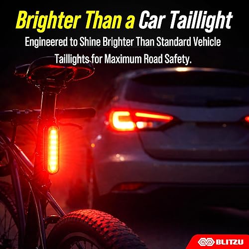 Miniatura 4 de BLITZU Paquete de 2 luces traseras de bicicleta recargables USB-C, accesorios brillantes para bicicleta trasera de ciclismo, accesorios para