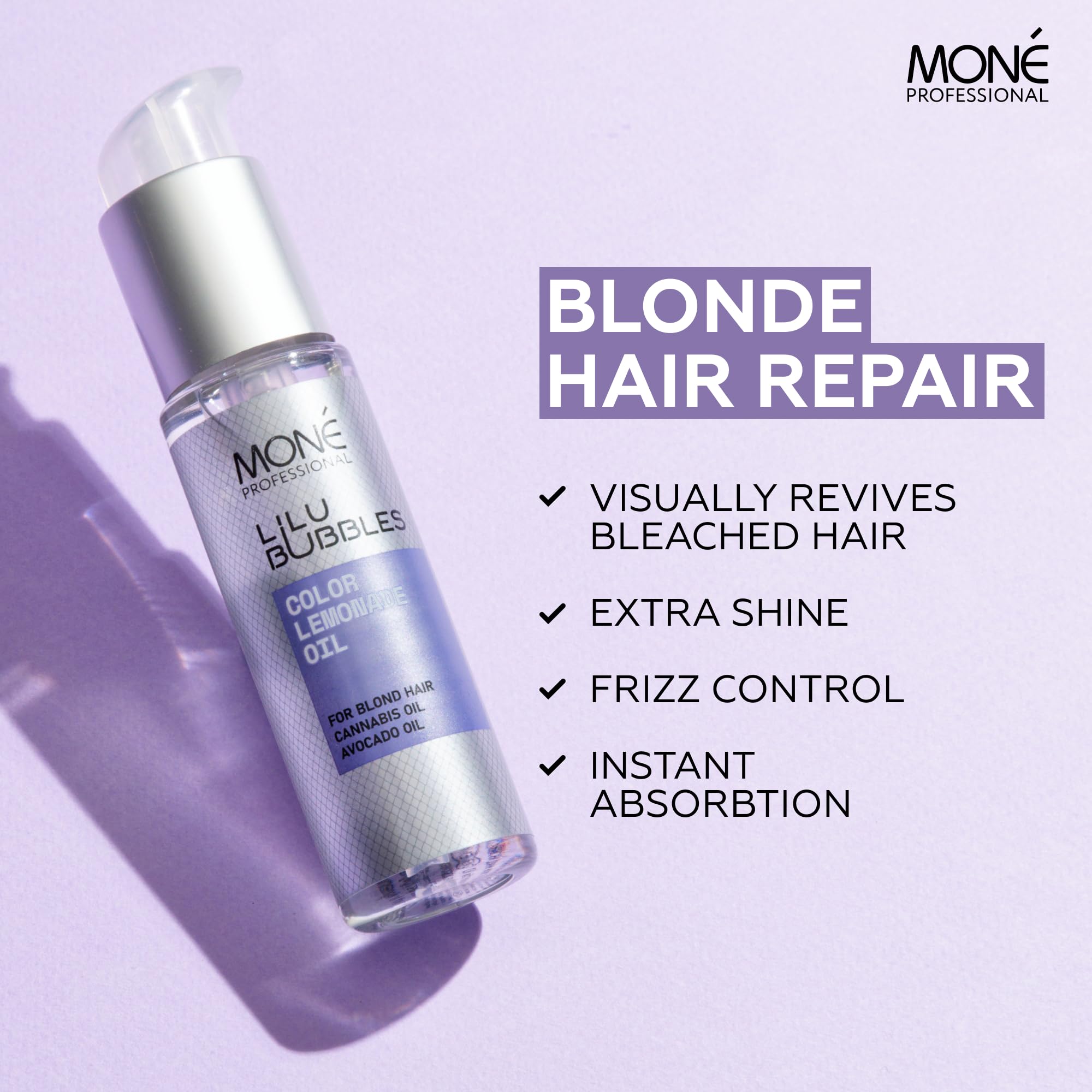 MONÉ PROFESSIONAL, Hair oil for dry damaged curly hair, Blond and bleached hair, Nourishment, Softness, Protection, Shine - Image 2